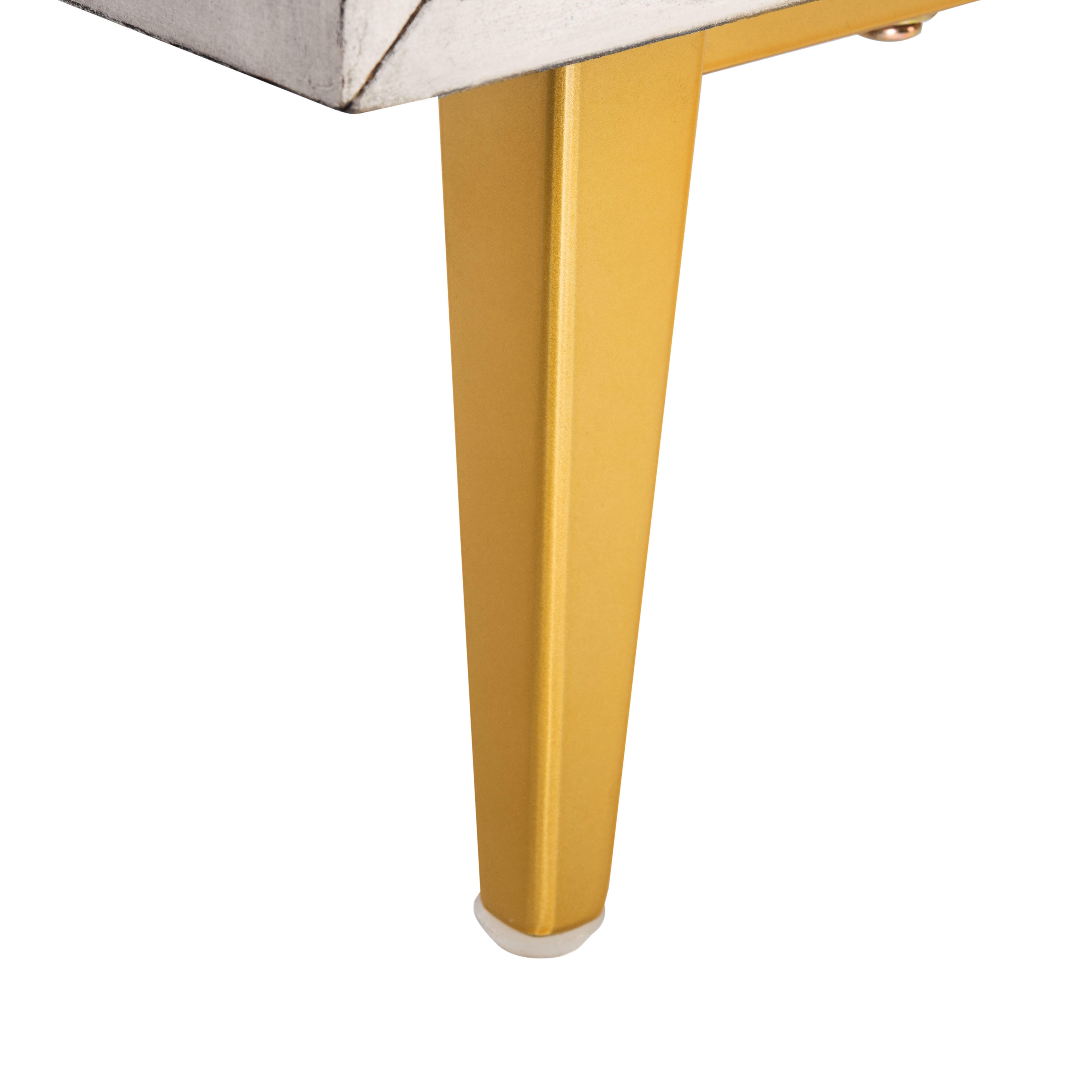 Katia 3 Drawer Chest, White Wash/Gold, large