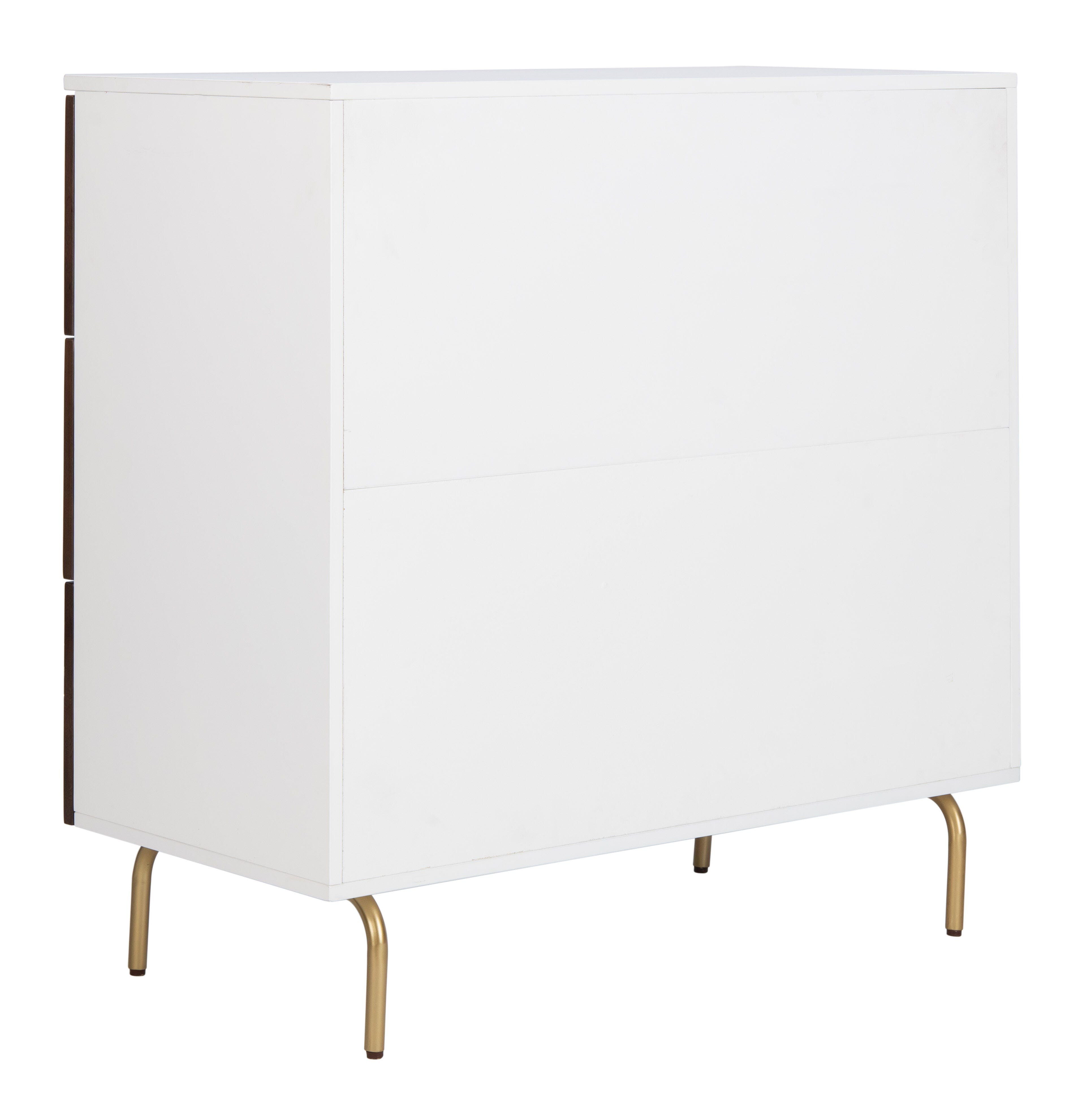 Safavieh Genevieve 36" 3 Drawer Dresser, White/Walnut, large