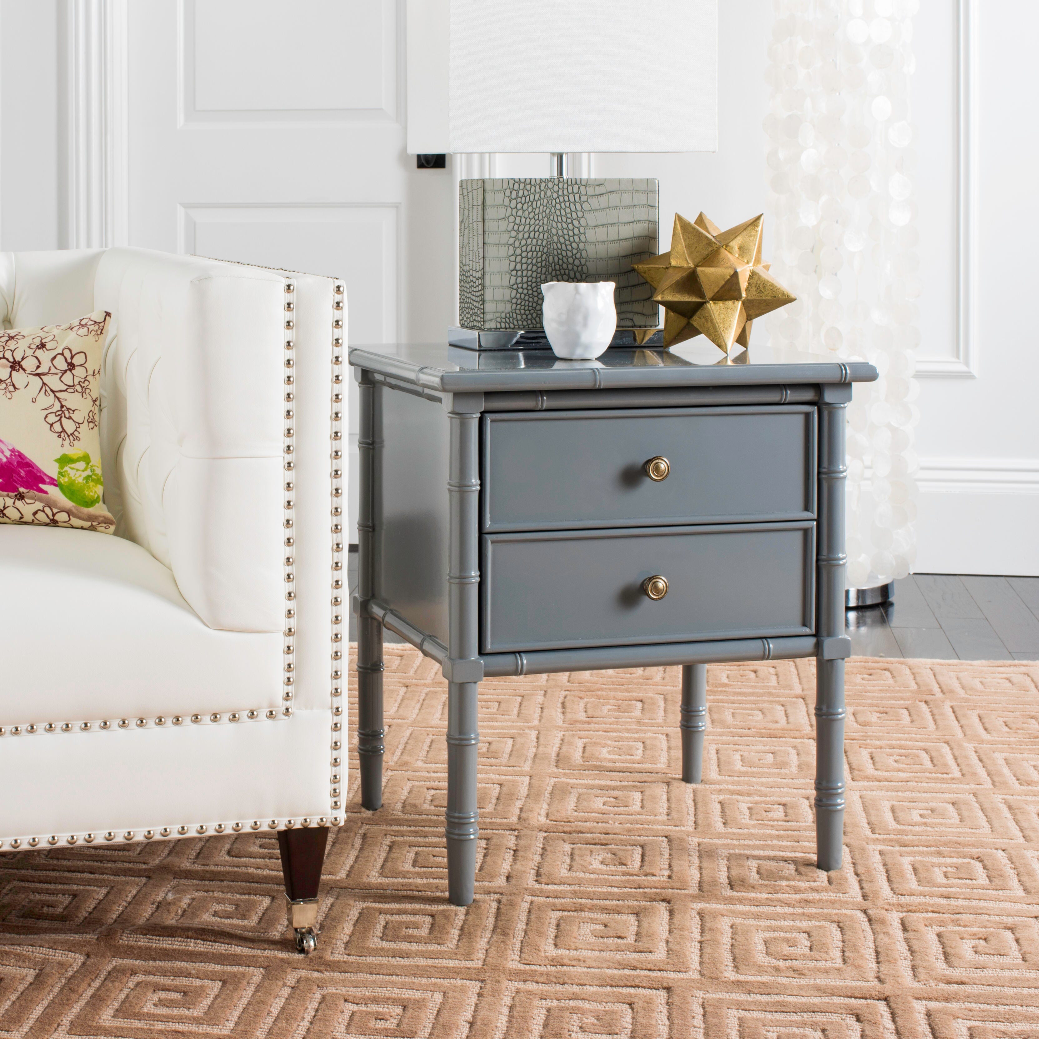 Niah 2 Drawer Nightstand, Gray, large