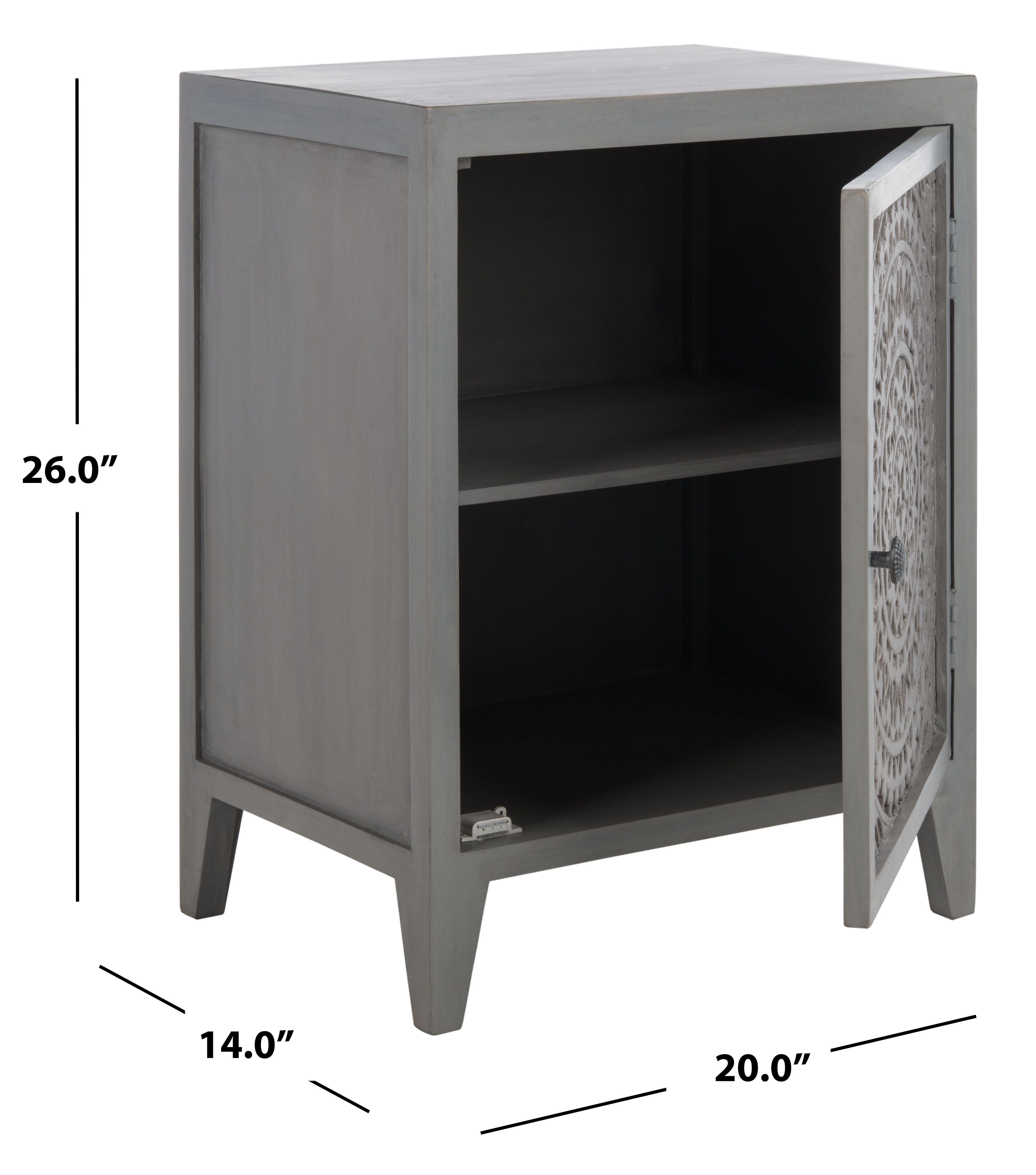 Thea 1 Door Carved Nightstand, , large