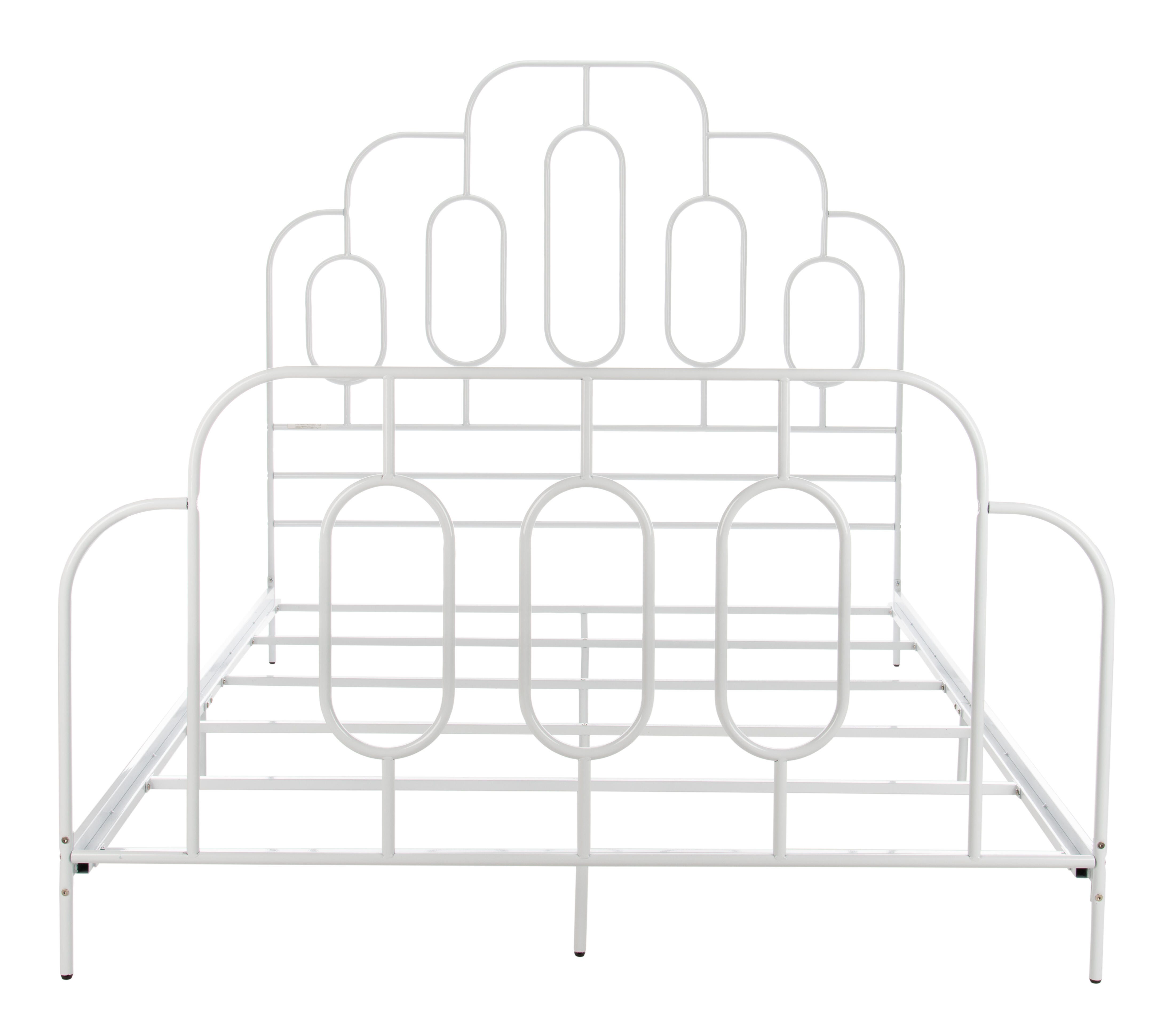 Paloma Queen Metal Retro Bed, White, large