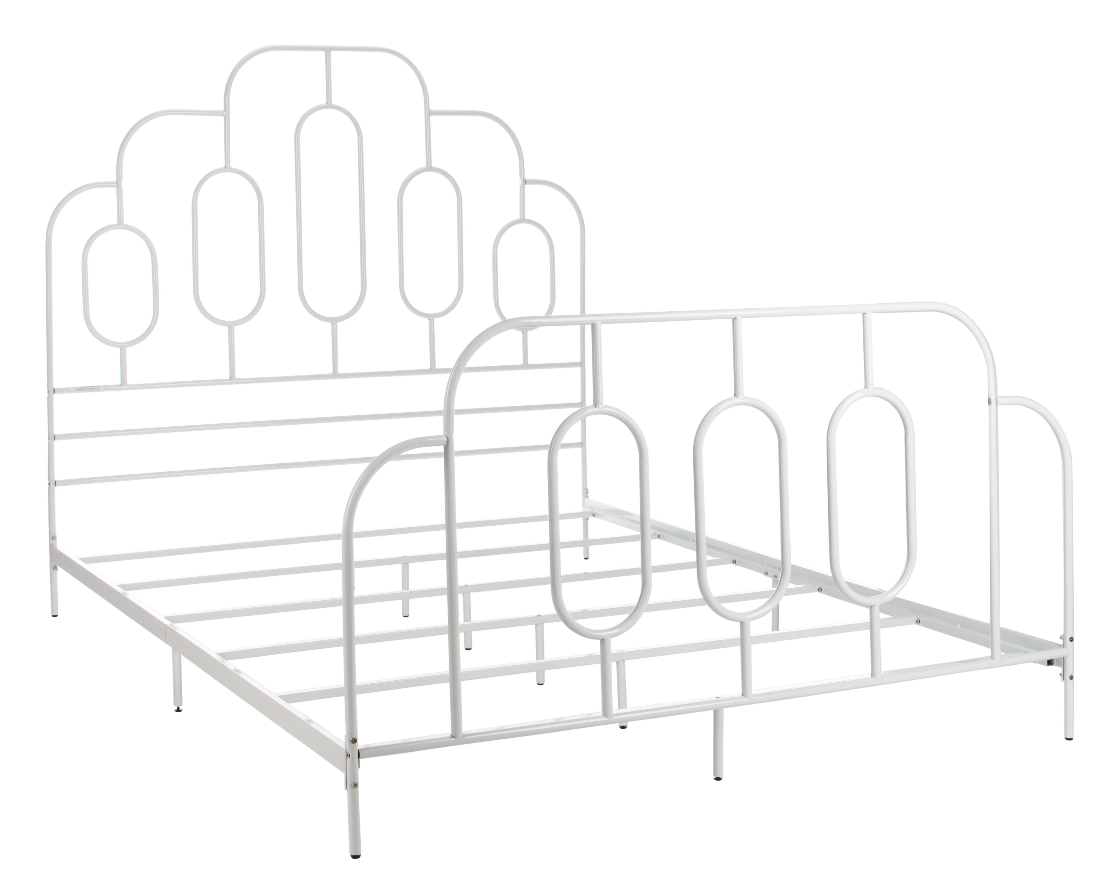 Paloma Queen Metal Retro Bed, White, large