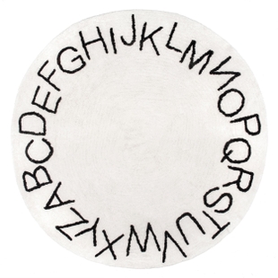 nuLOOM Kids Washable Round Alphabet Rug, Ivory, large