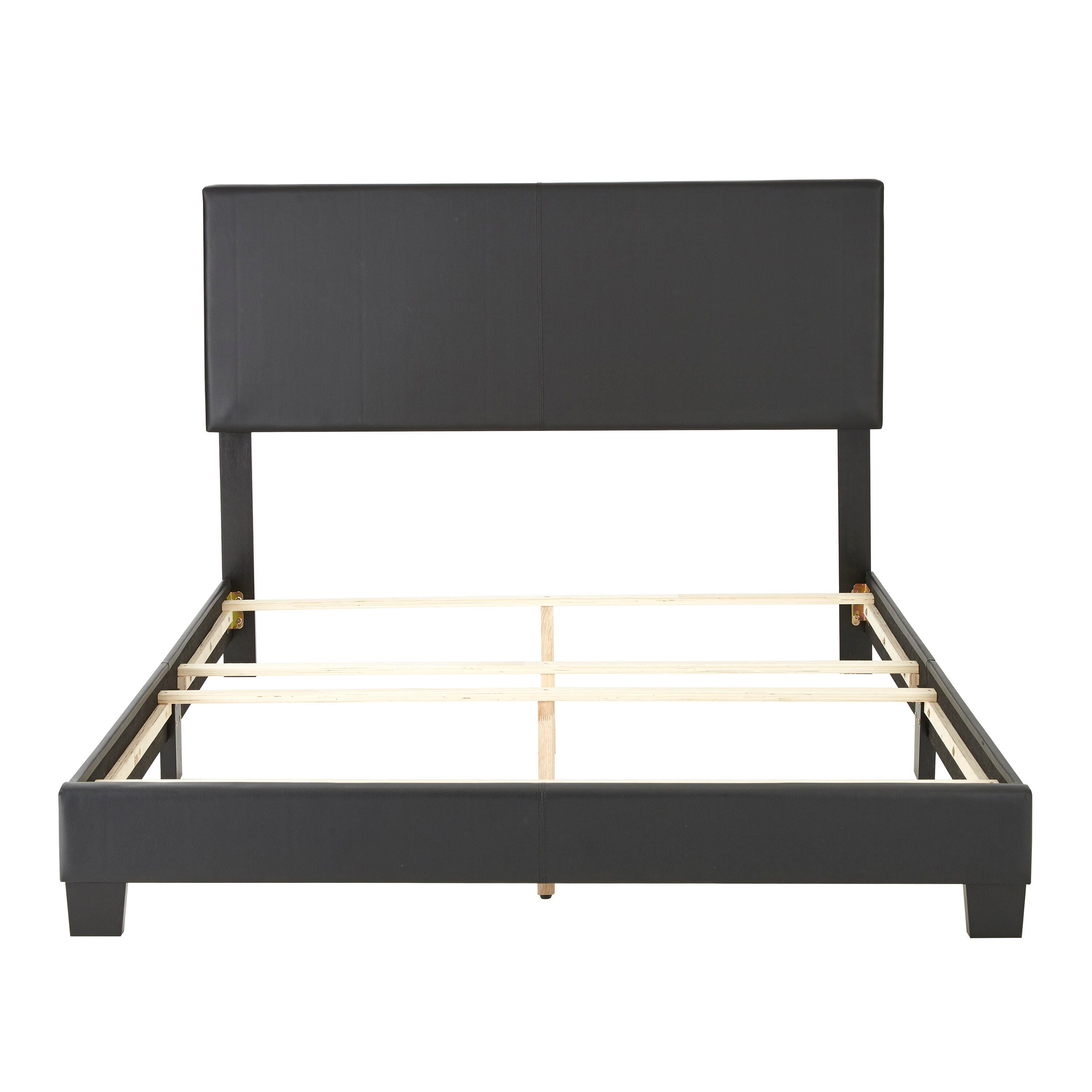 Fiona King Upholstered Faux Leather Platform Bed, Black, large