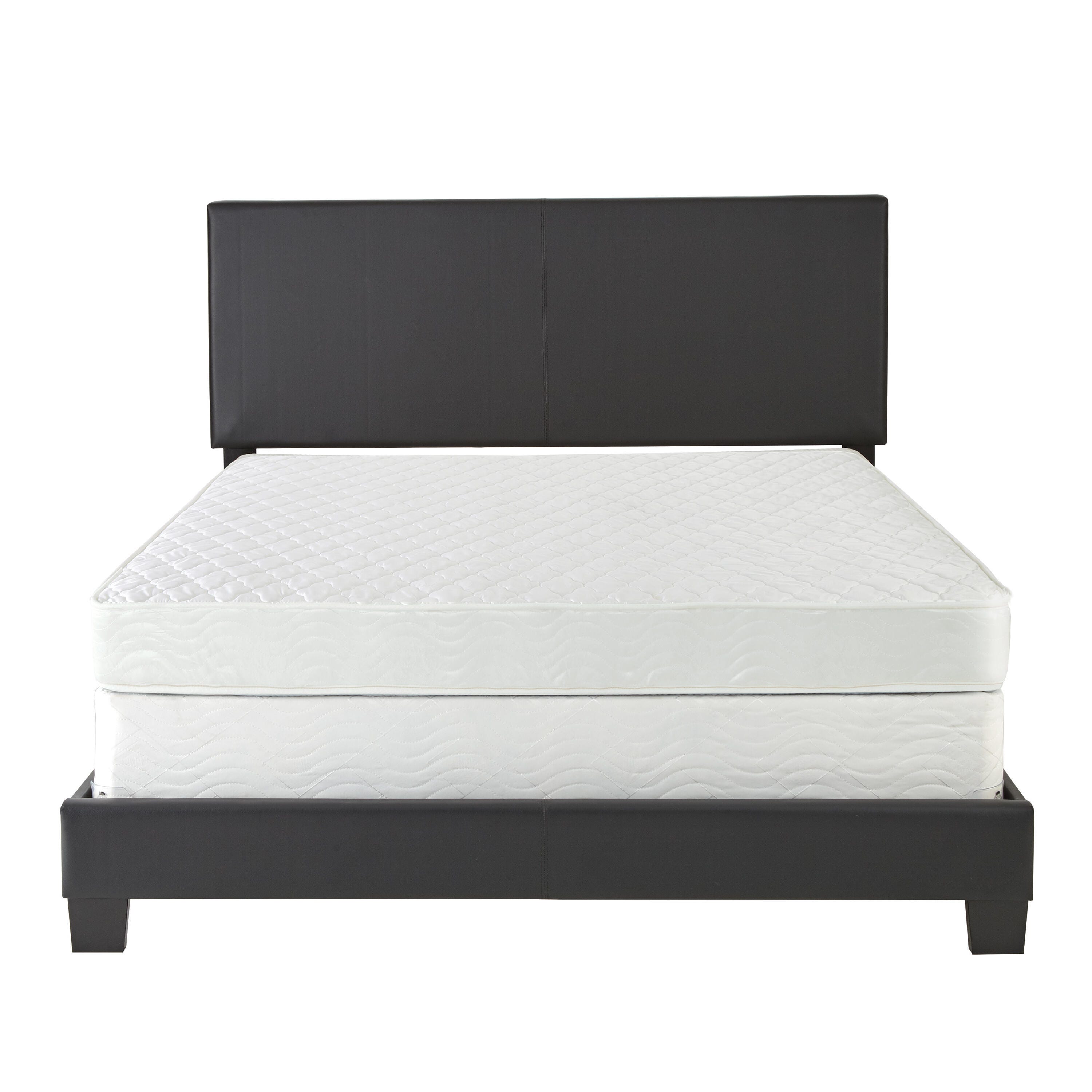 Fiona King Upholstered Faux Leather Platform Bed, Black, large