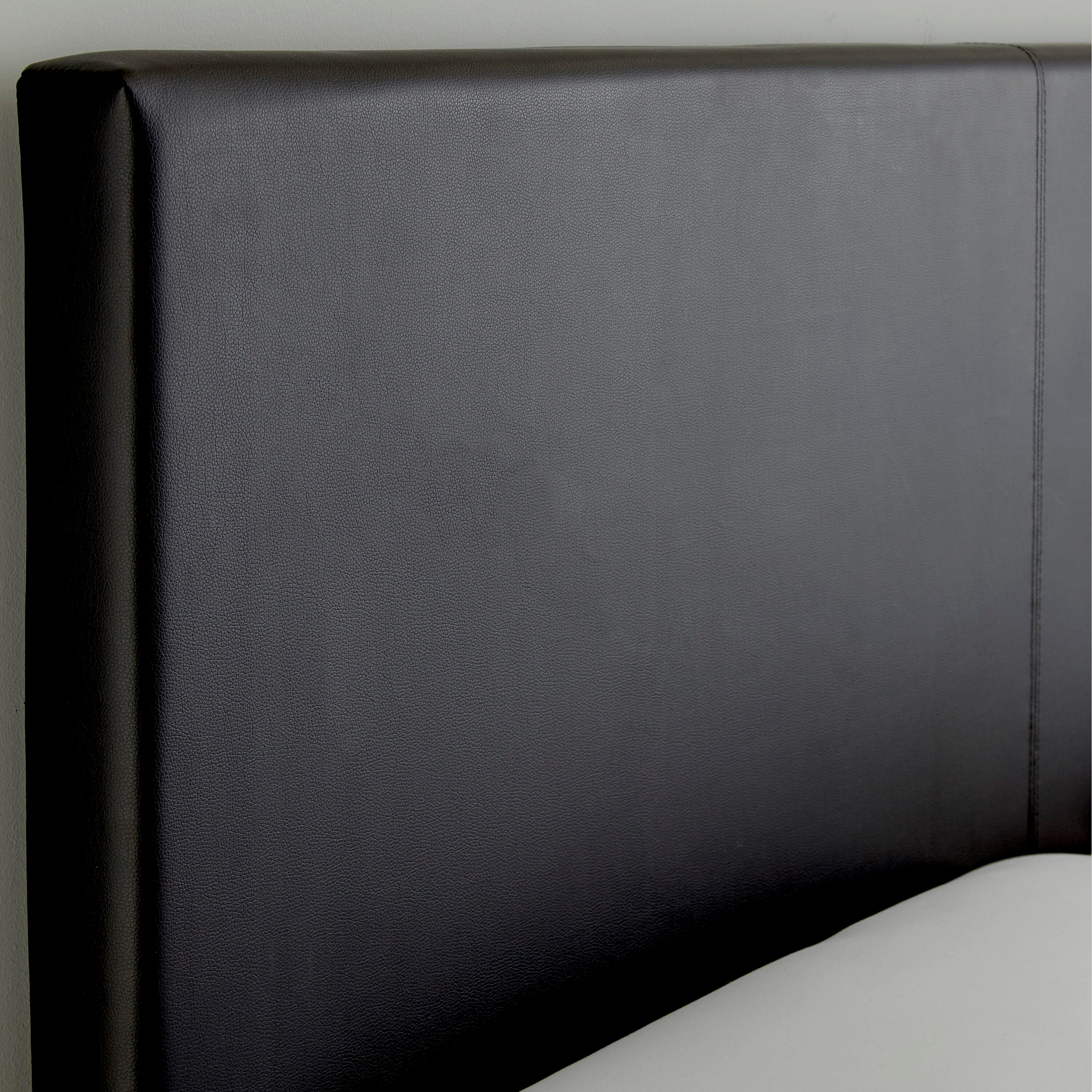 Fiona King Upholstered Faux Leather Platform Bed, Black, large