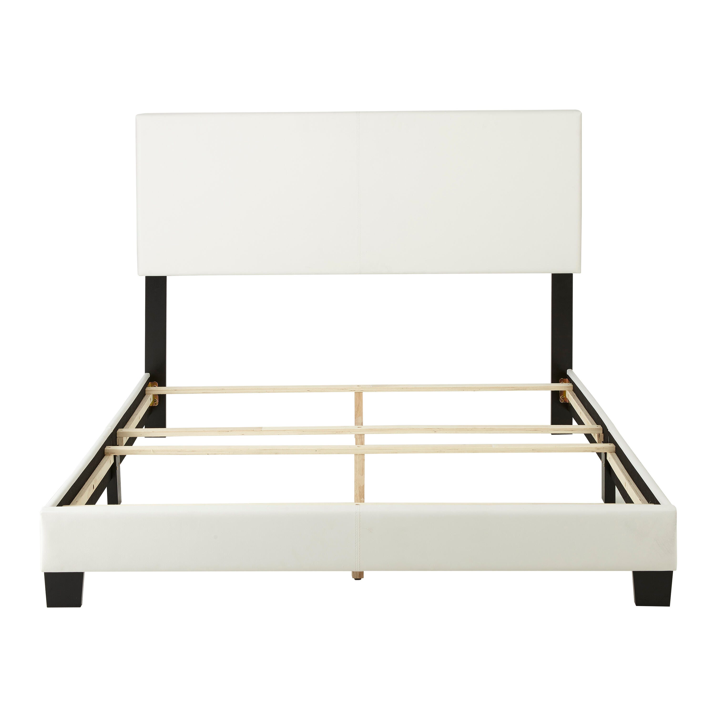 Fiona King Upholstered Faux Leather Platform Bed, White, large
