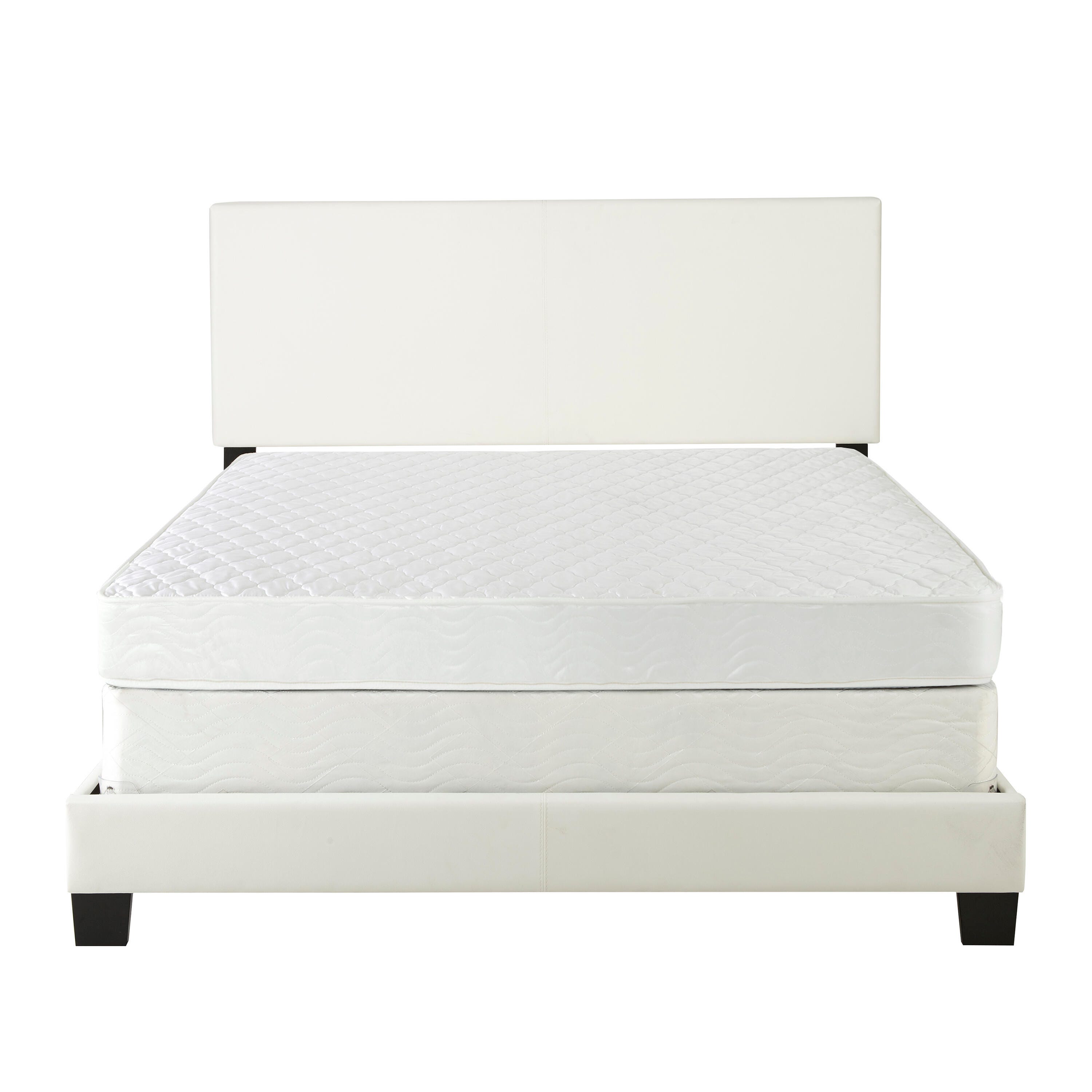 Fiona King Upholstered Faux Leather Platform Bed, White, large