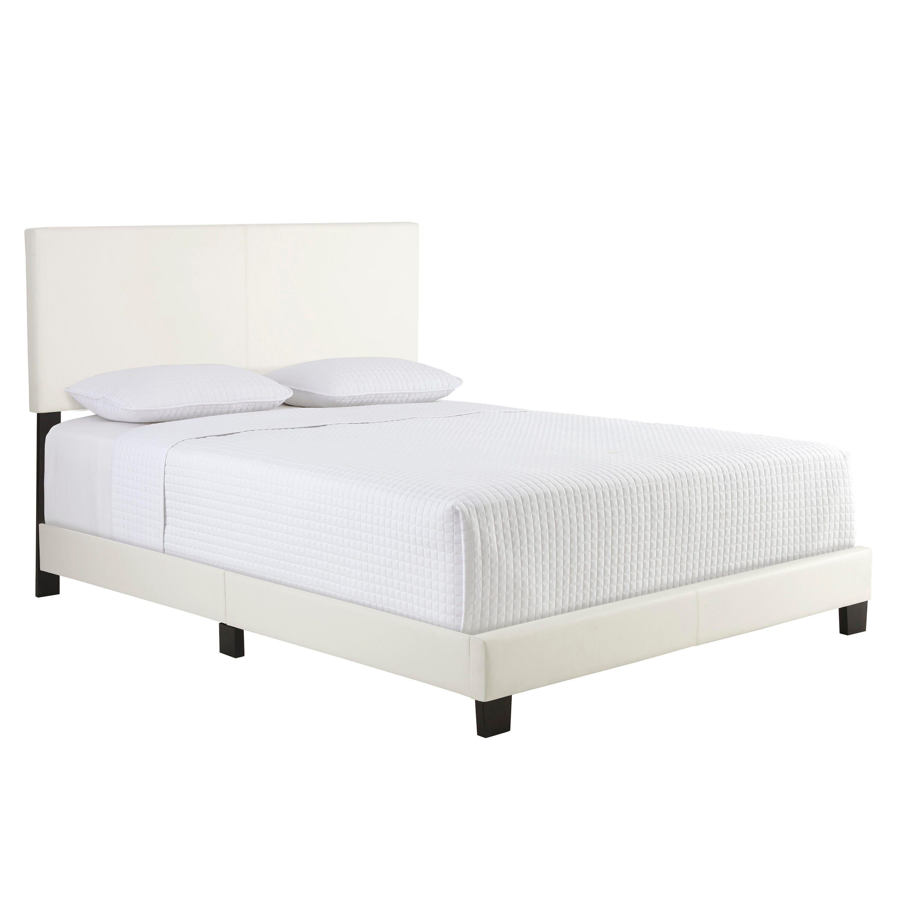 Fiona King Upholstered Faux Leather Platform Bed, White, large