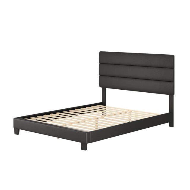 Harrianna Upholstered Faux Leather Platform Bed
