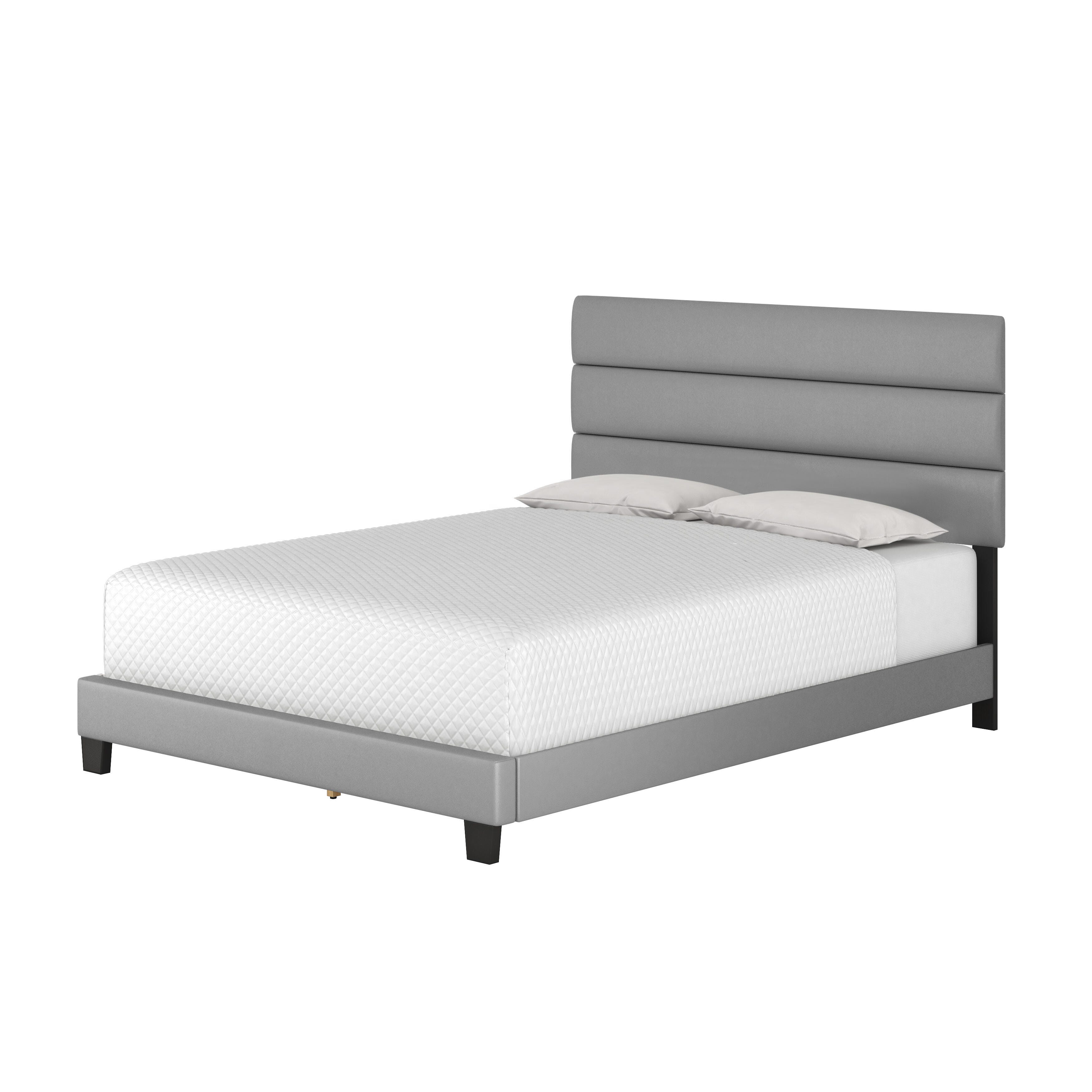 Harrianna King Upholstered Faux Leather Platform Bed, Gray, large