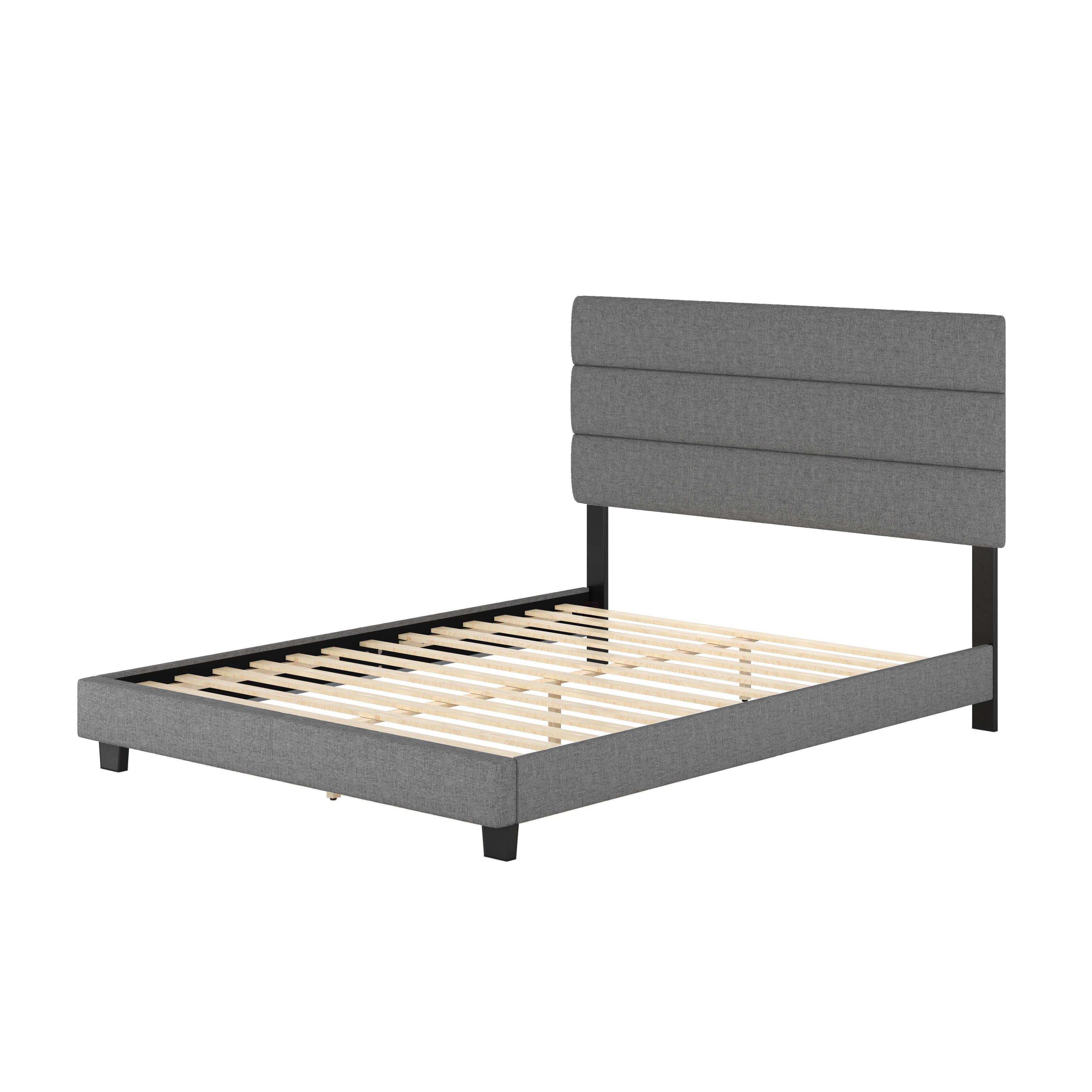 Harrianna Queen Upholstered Linen Platform Bed, , large