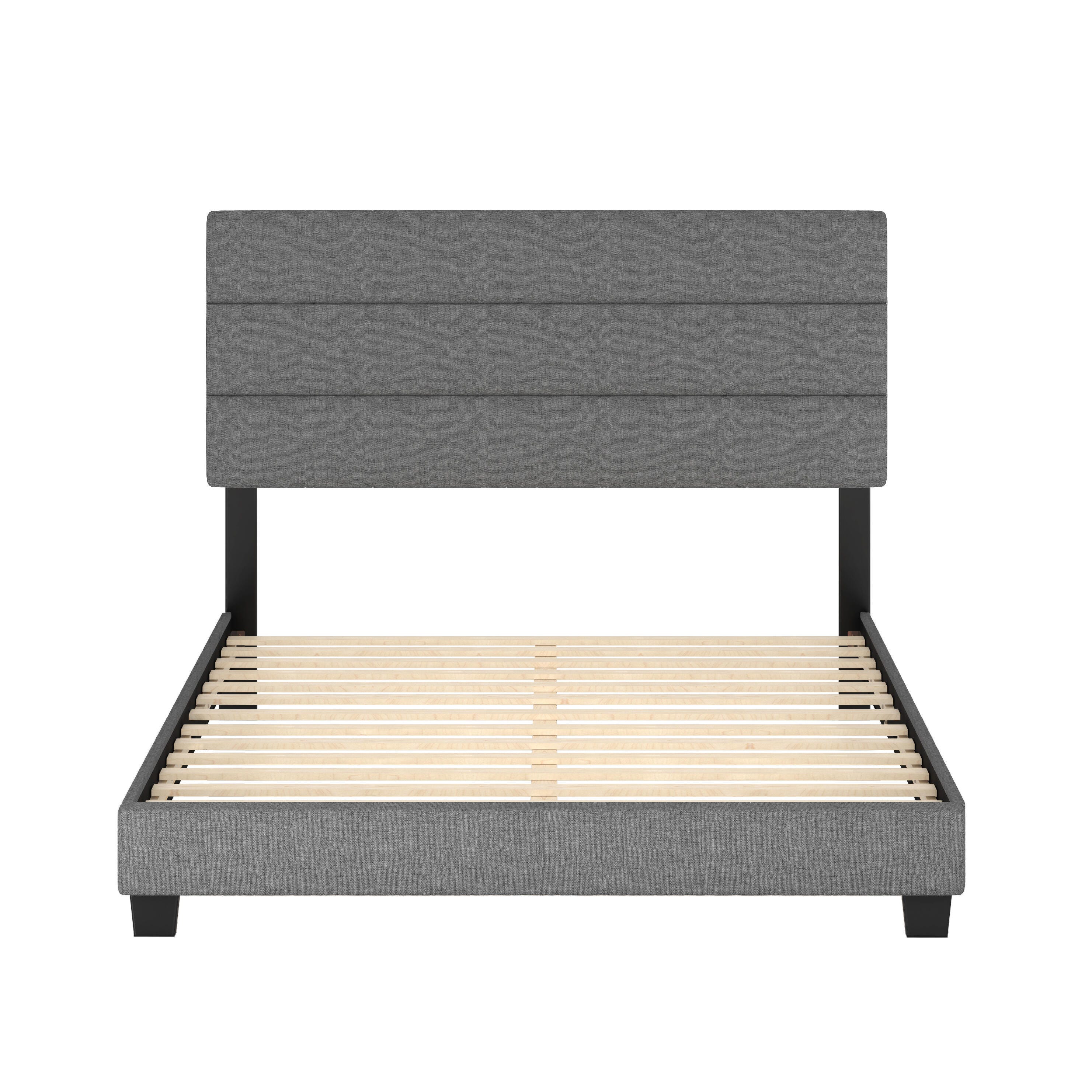 Harrianna Queen Upholstered Linen Platform Bed, , large