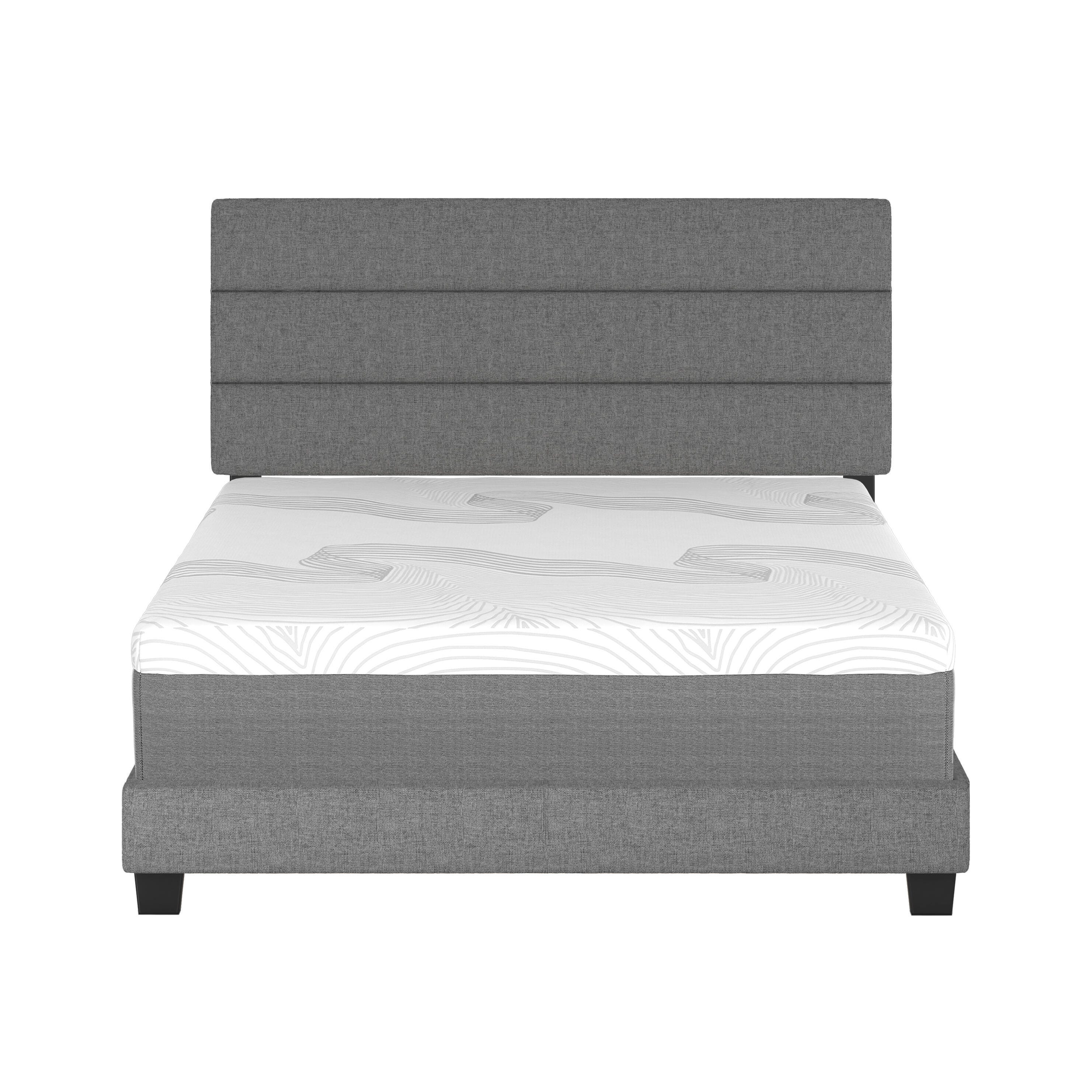 Harrianna Queen Upholstered Linen Platform Bed, , large