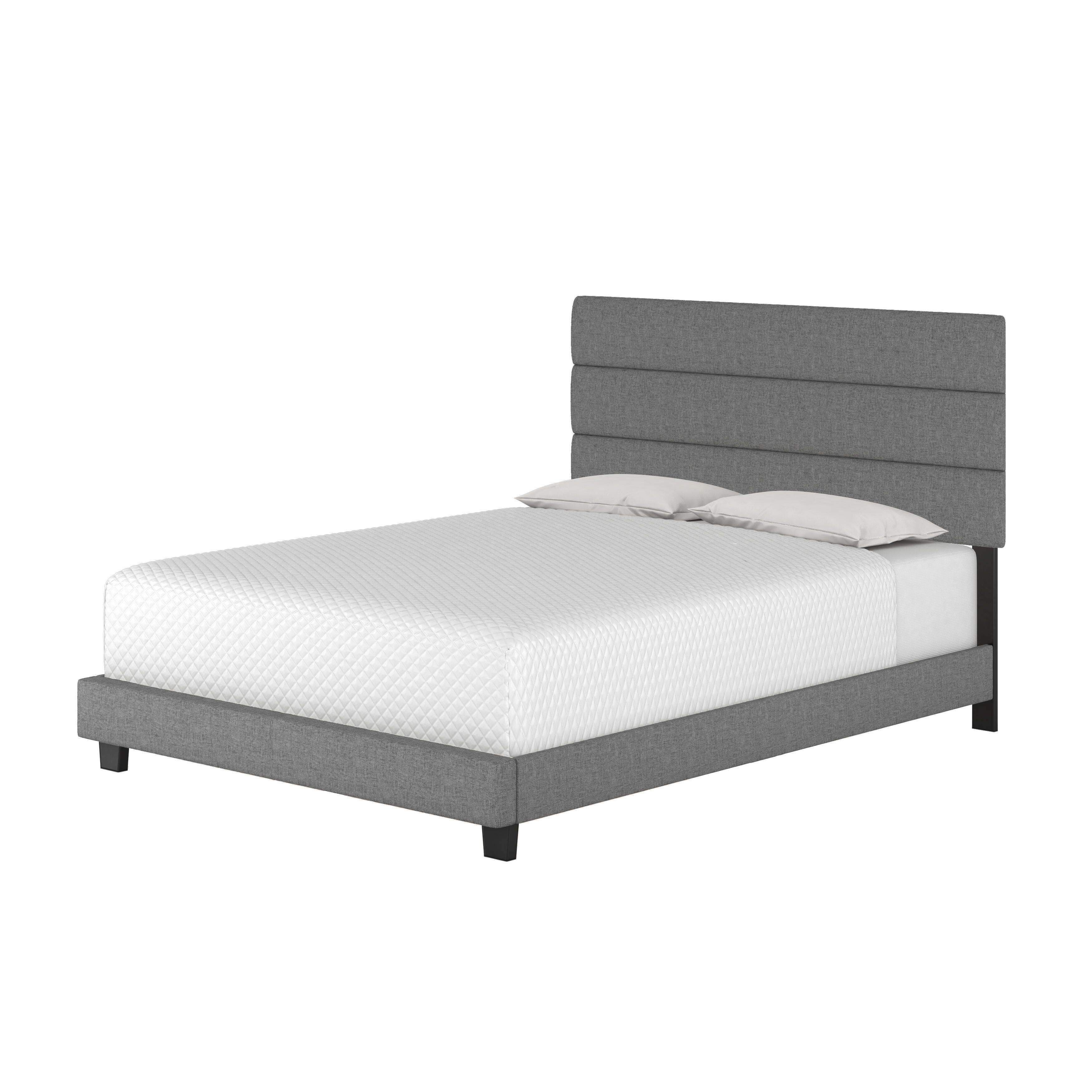 Harrianna Queen Upholstered Linen Platform Bed, , large