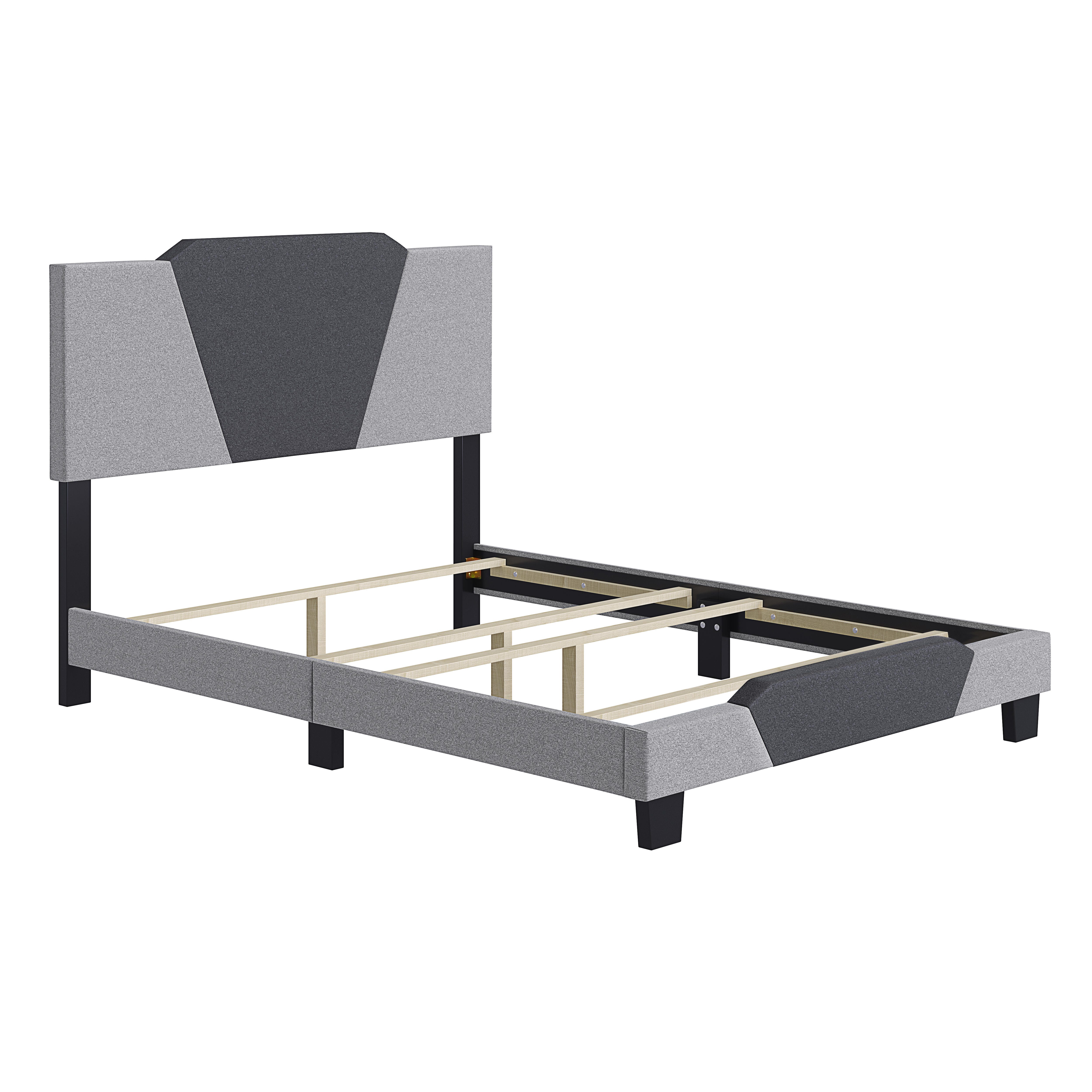 Talulah King Upholstered Linen Platform Bed, Gray, large