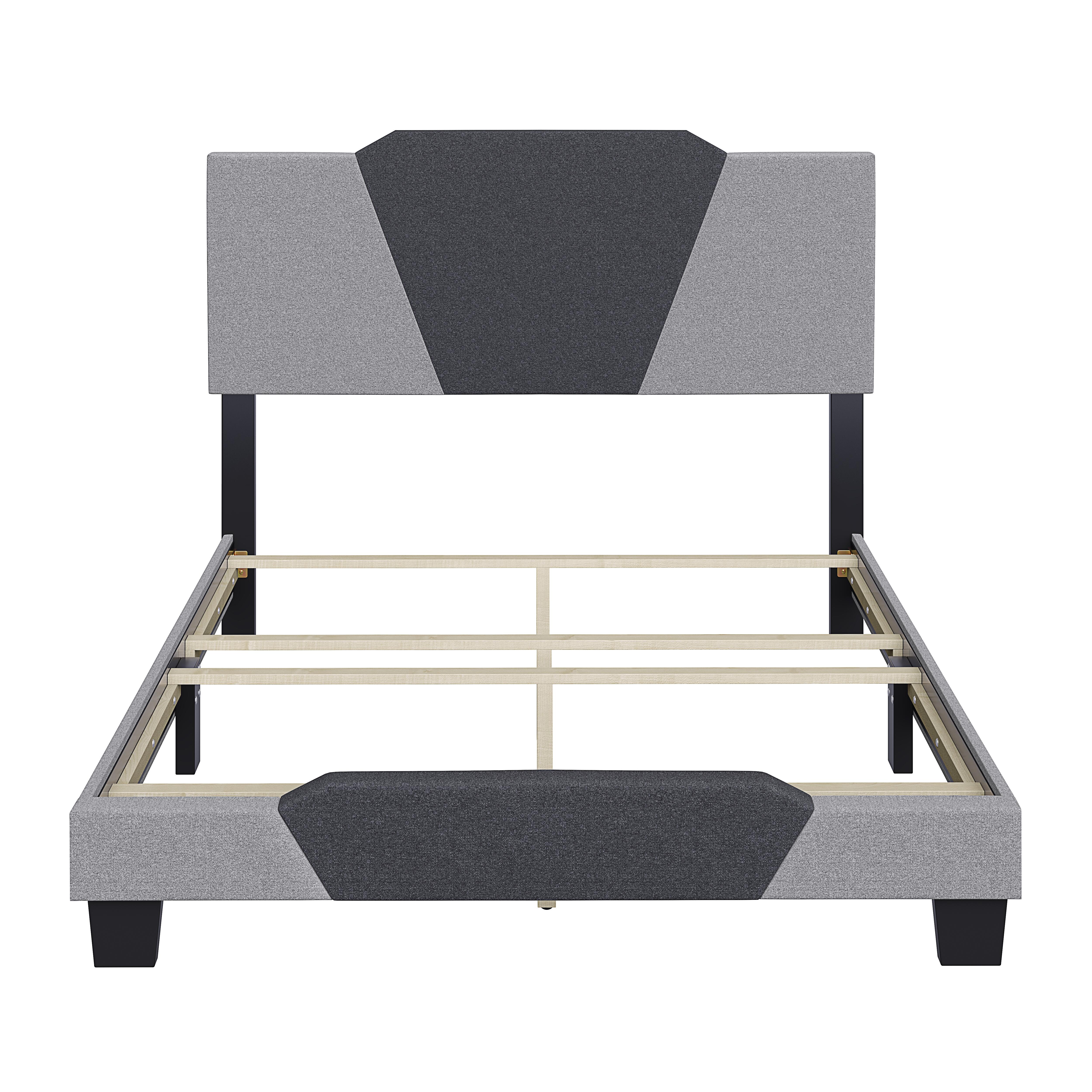 Talulah King Upholstered Linen Platform Bed, Gray, large