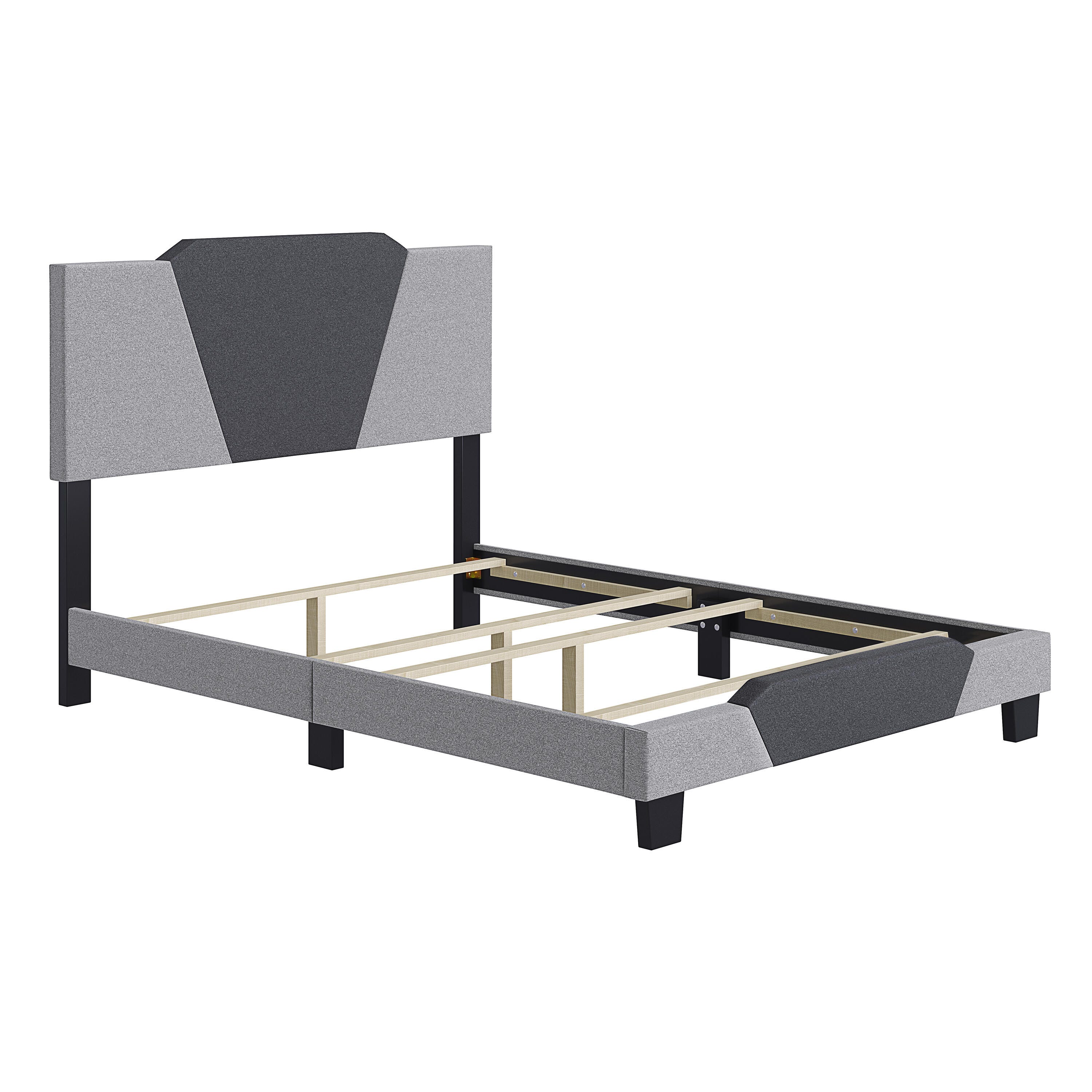 Talulah King Upholstered Linen Platform Bed, Gray, large