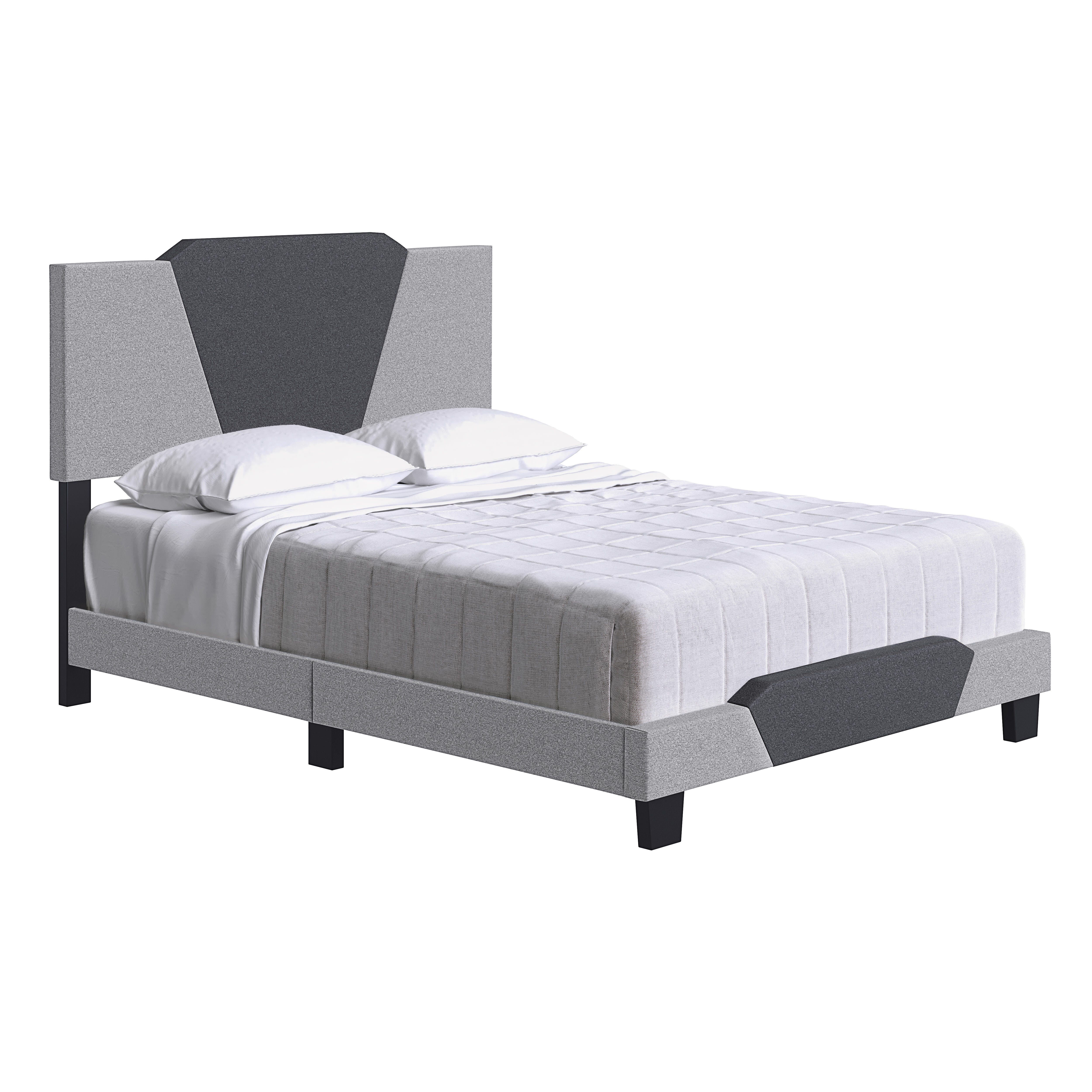 Talulah Queen Upholstered Linen Platform Bed, Gray, large