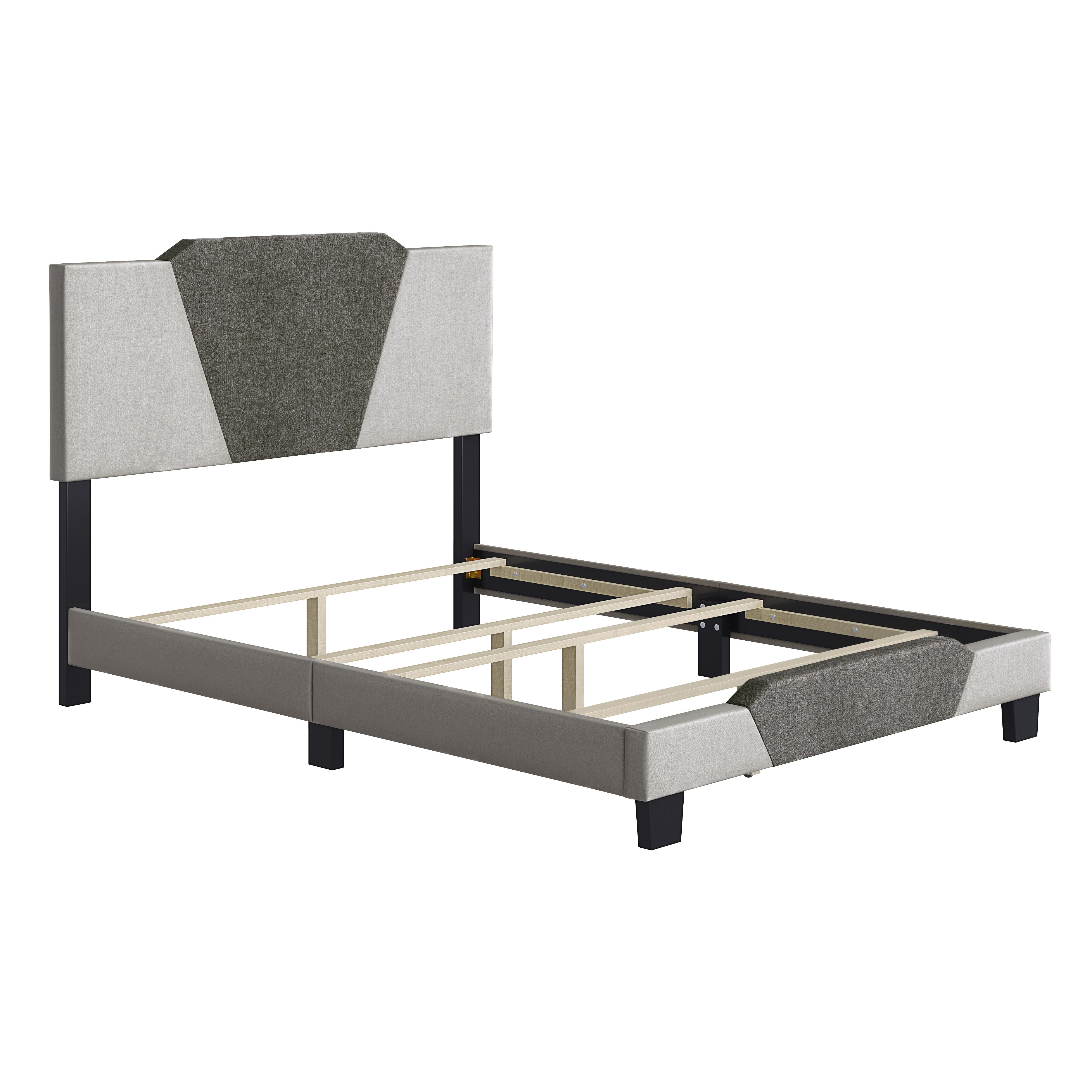Talulah King Upholstered Linen Platform Bed, Brown, large