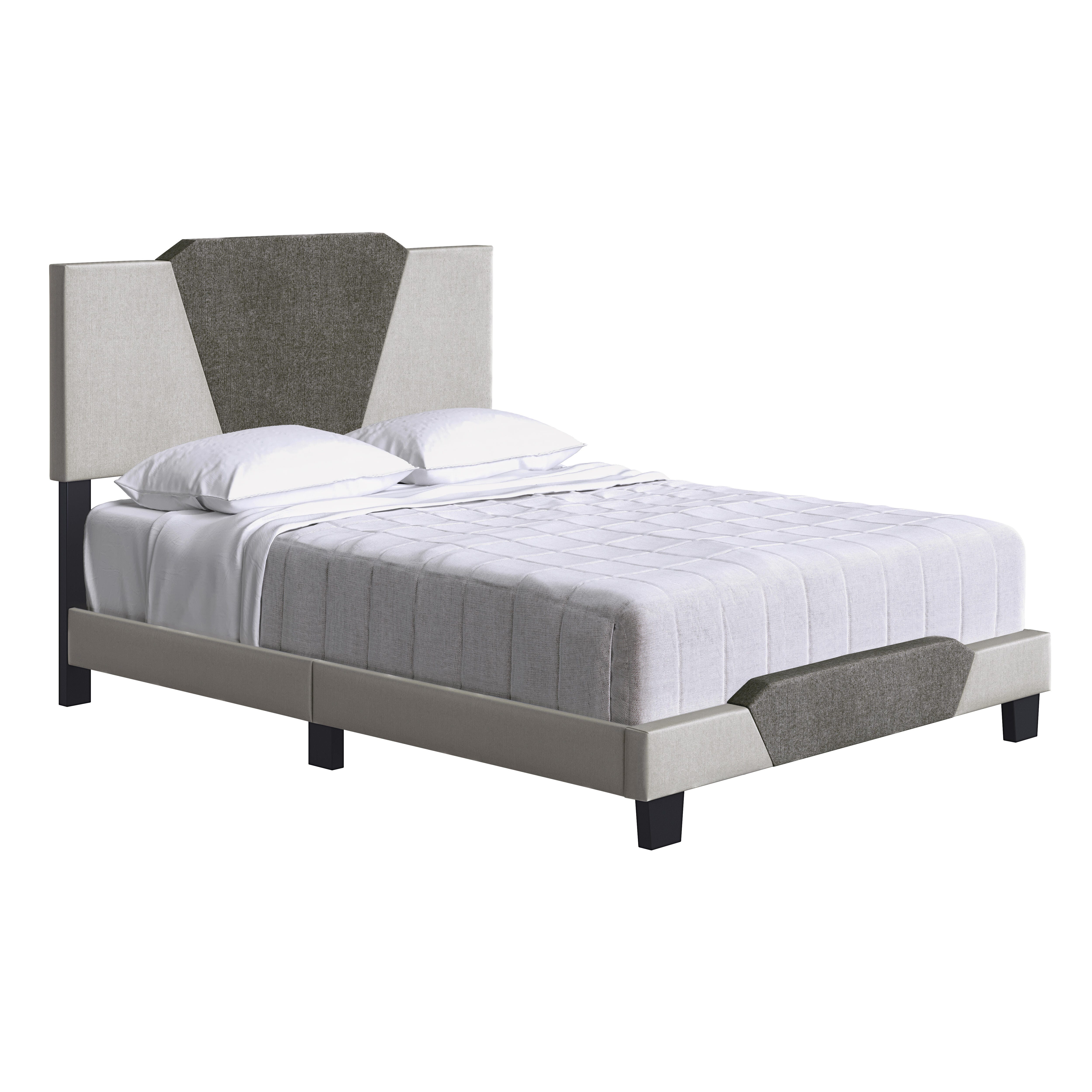 Talulah Queen Upholstered Linen Platform Bed, Brown, large