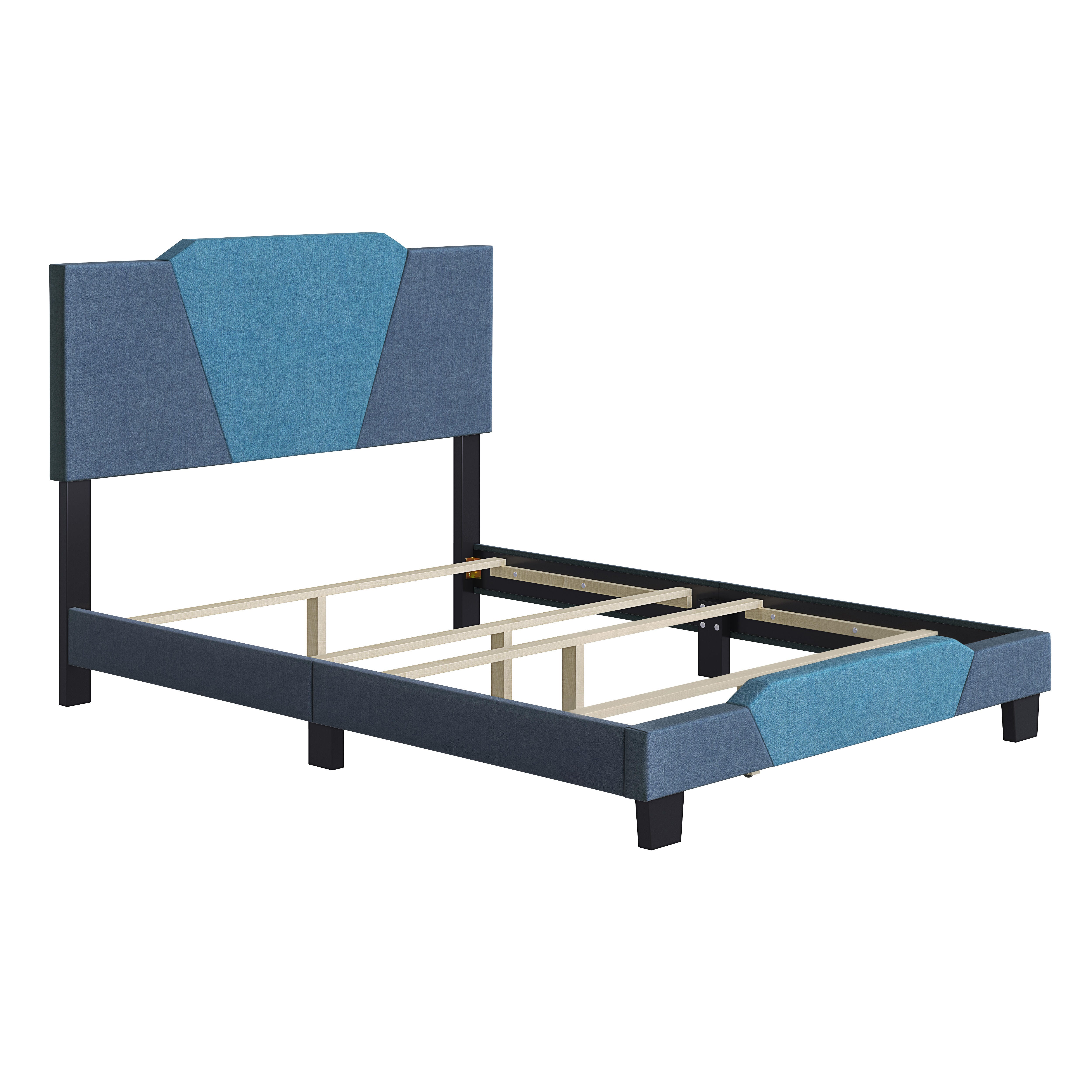 Talulah King Upholstered Linen Platform Bed, Blue, large