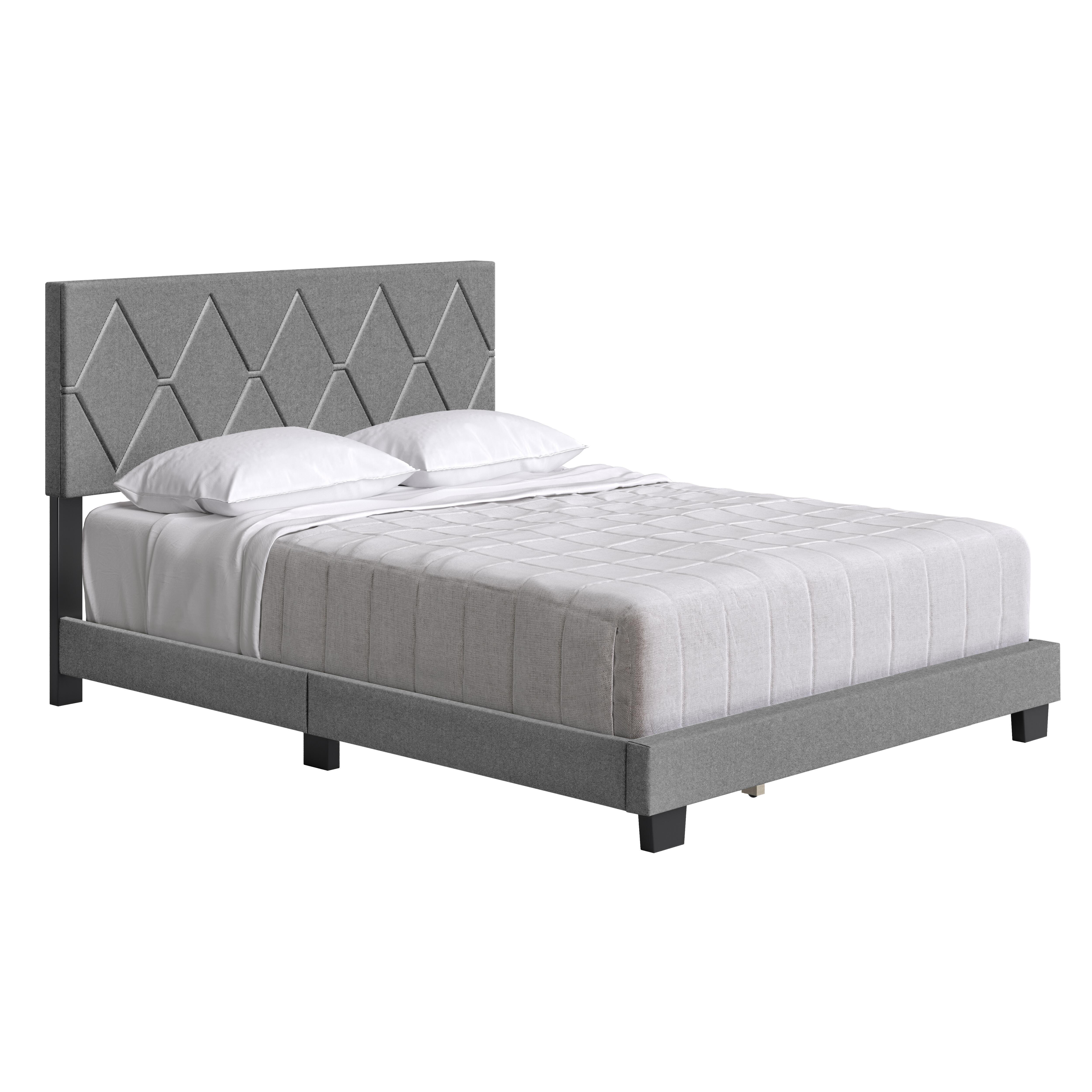 Destry King Upholstered Linen Platform Bed, Gray, large