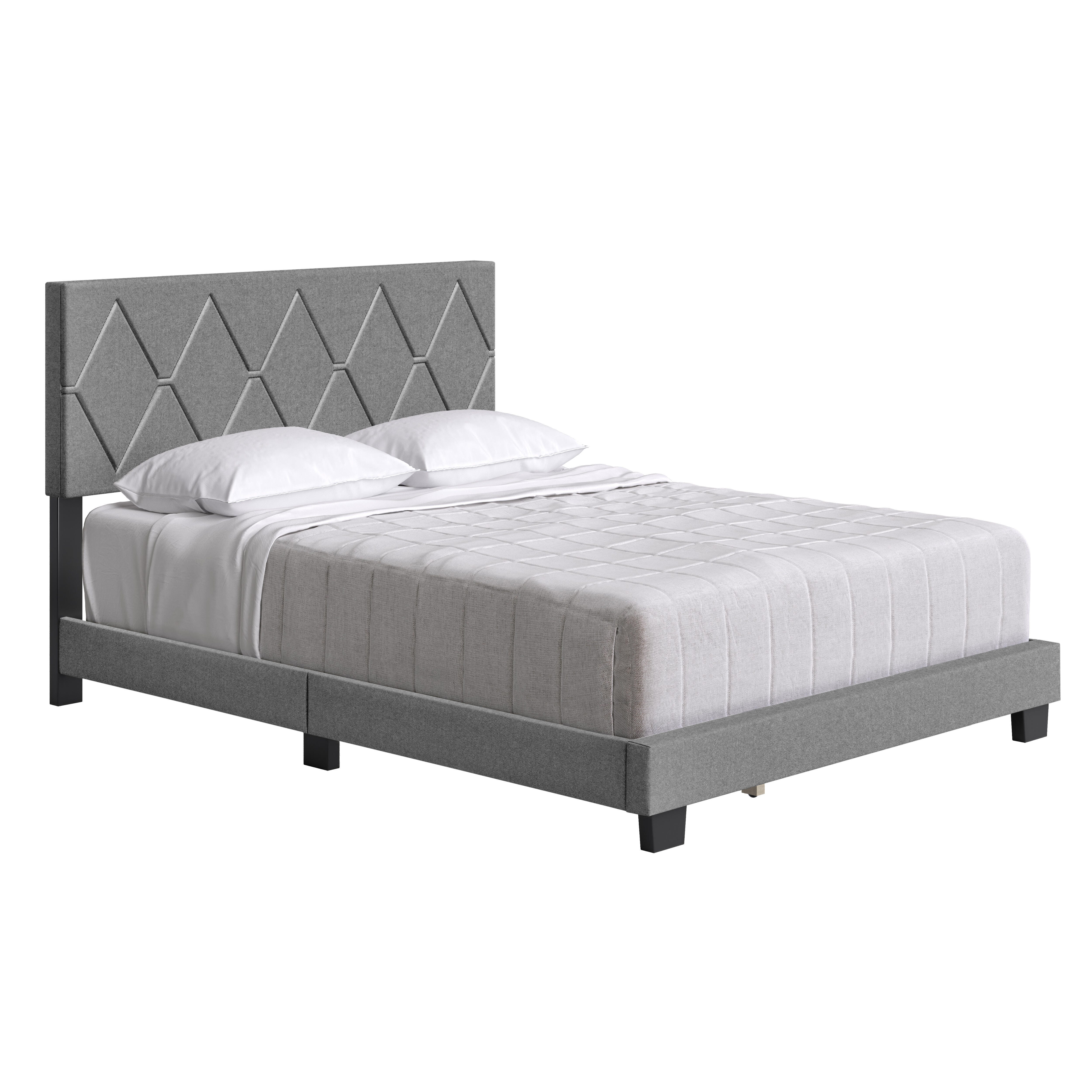 Destry King Upholstered Linen Platform Bed, Gray, large