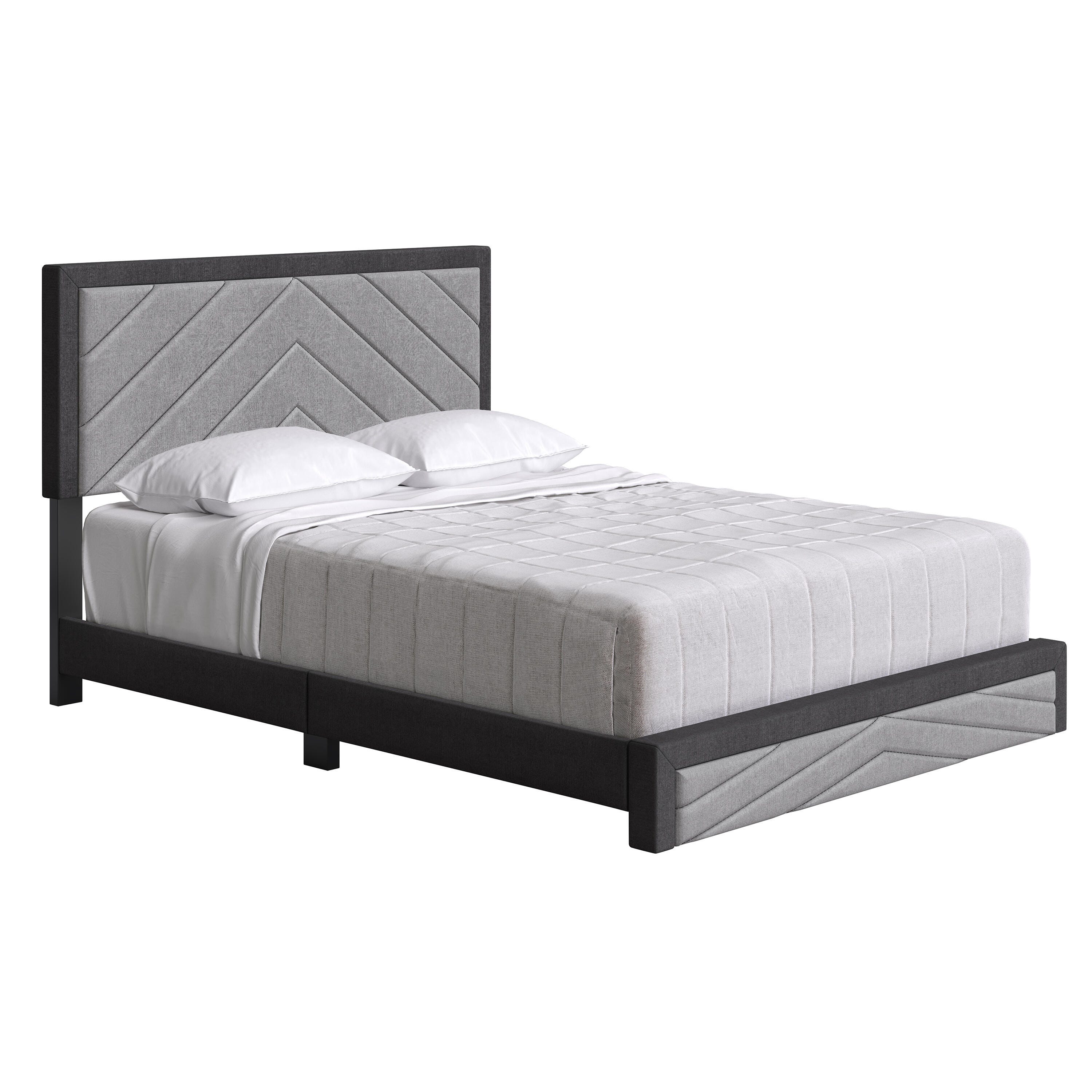 Ziggy King Upholstered Faux Leather Platform Bed, Gray/Black, large