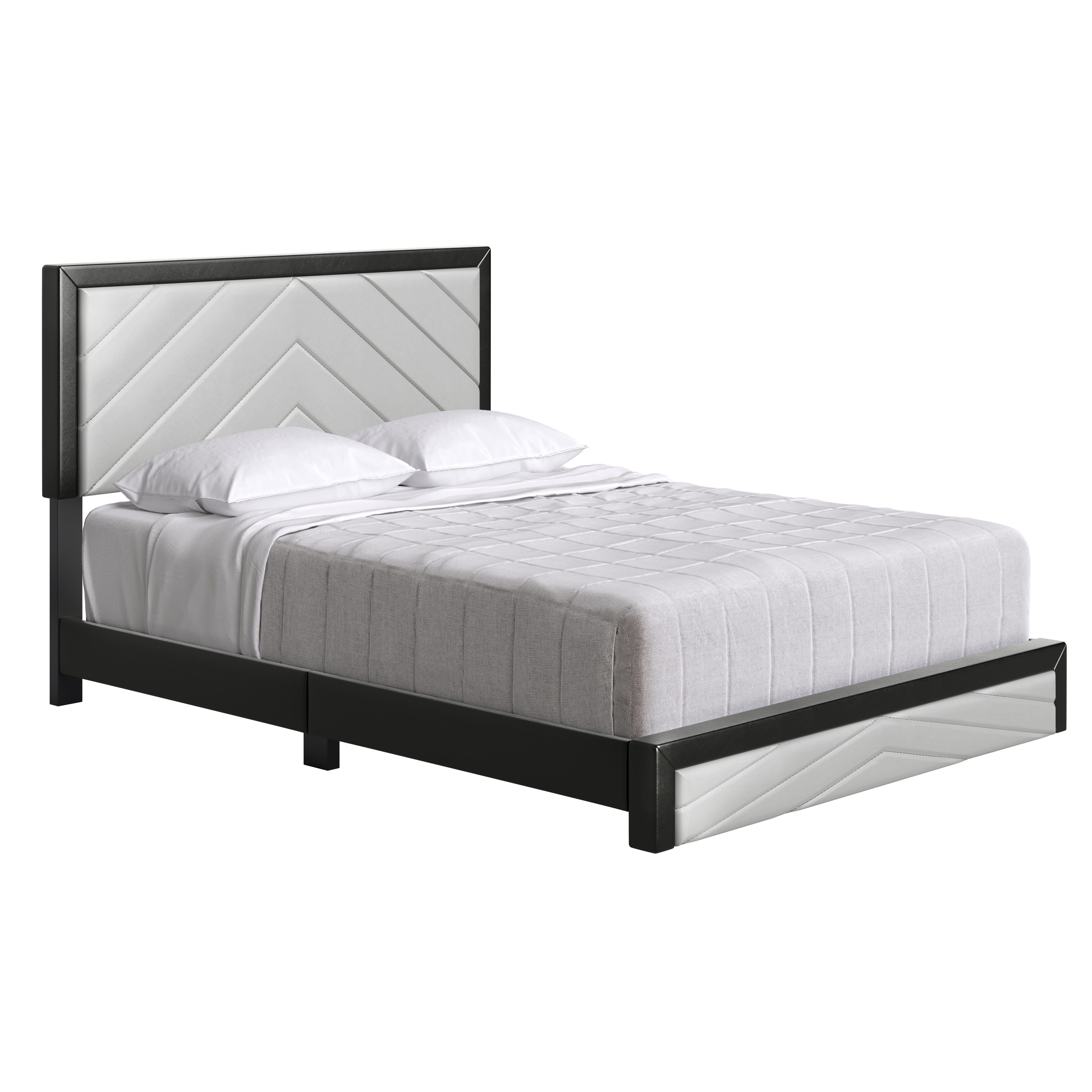 Ziggy King Upholstered Faux Leather Platform Bed, Gray/Black, large