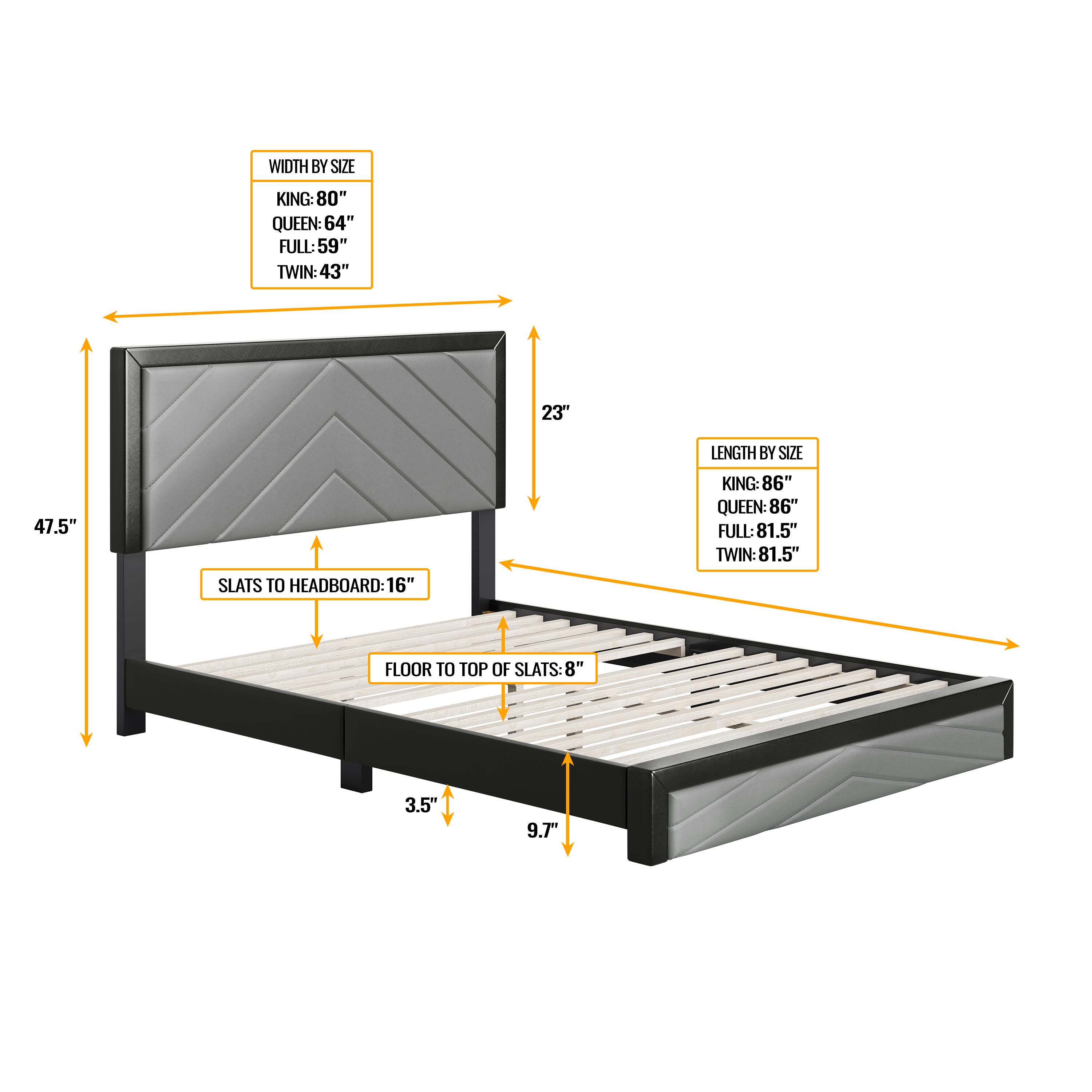 Ziggy Queen Upholstered Faux Leather Platform Bed | Ashley