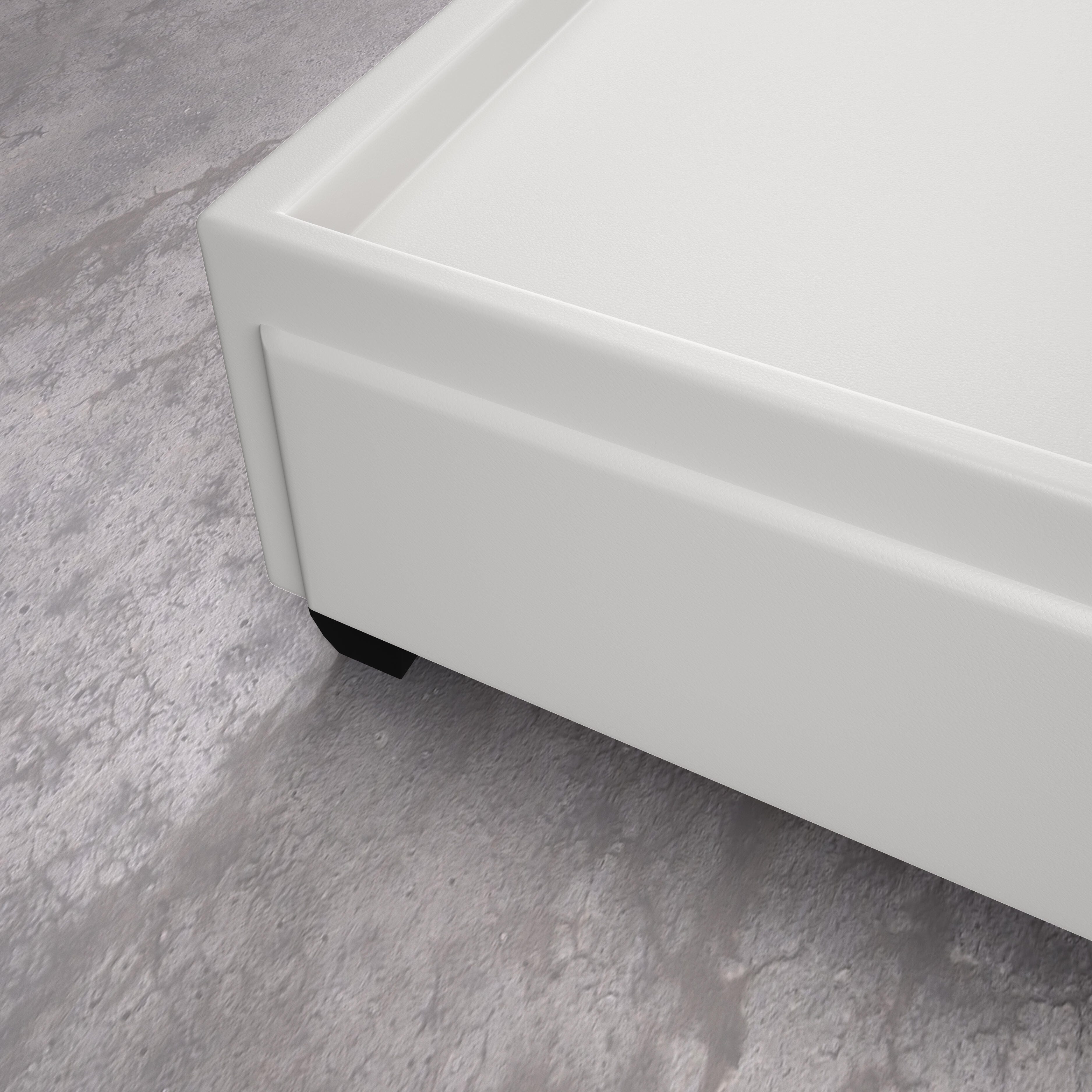 Kalinda Queen Upholstered Faux Leather Storage Bed, White, large
