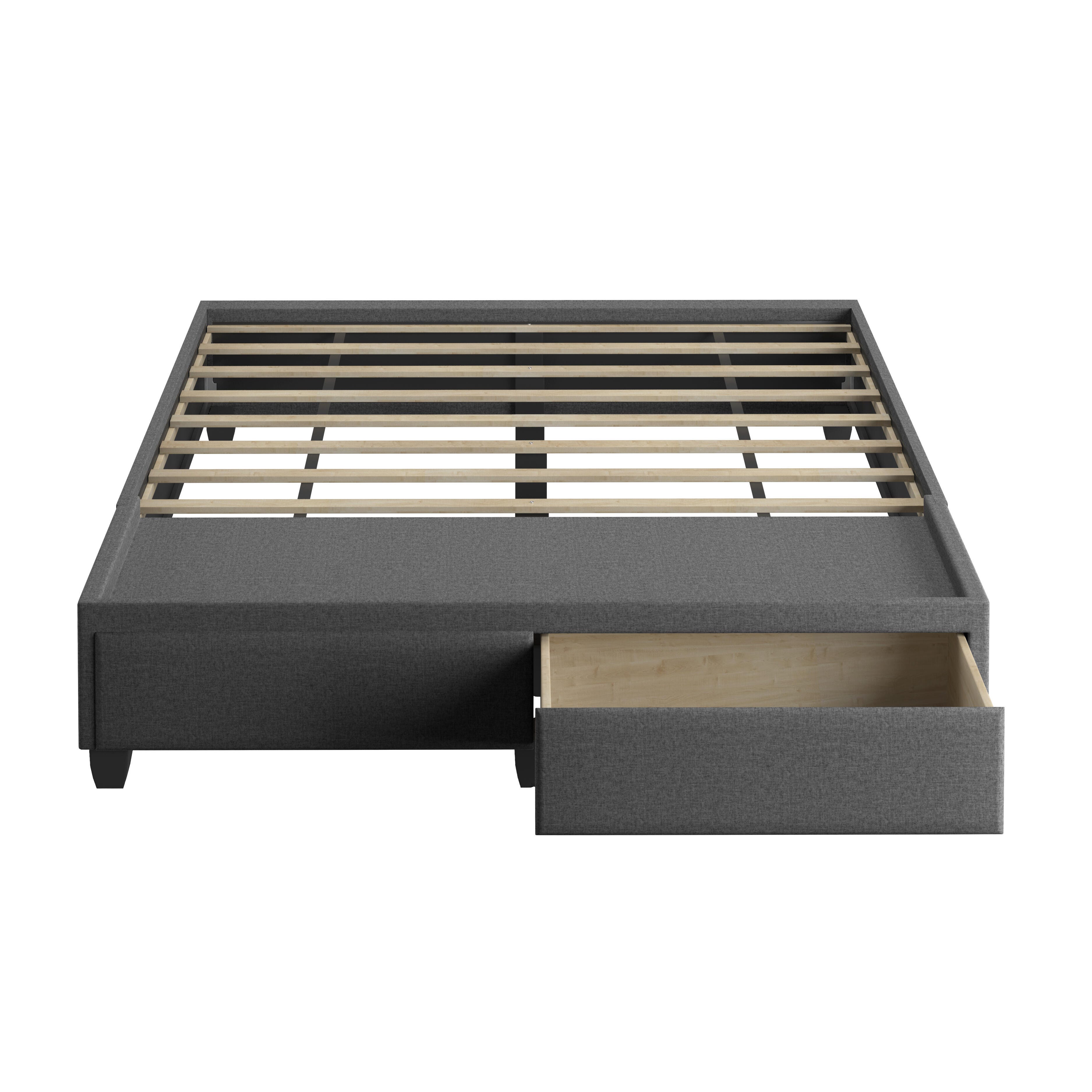 Kalinda Queen Upholstered Linen Storage Bed, Charcoal, large