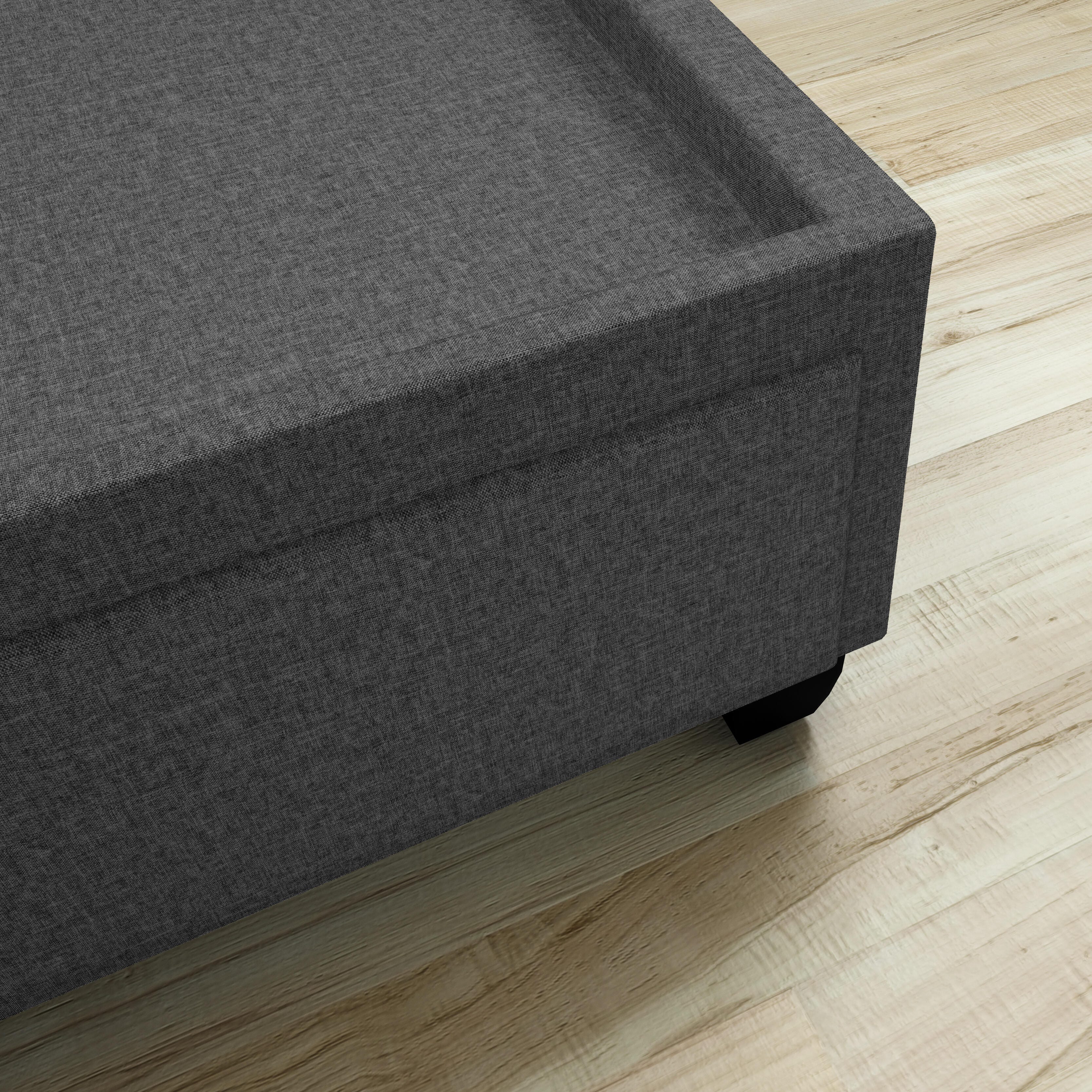 Kalinda Queen Upholstered Linen Storage Bed, Charcoal, large