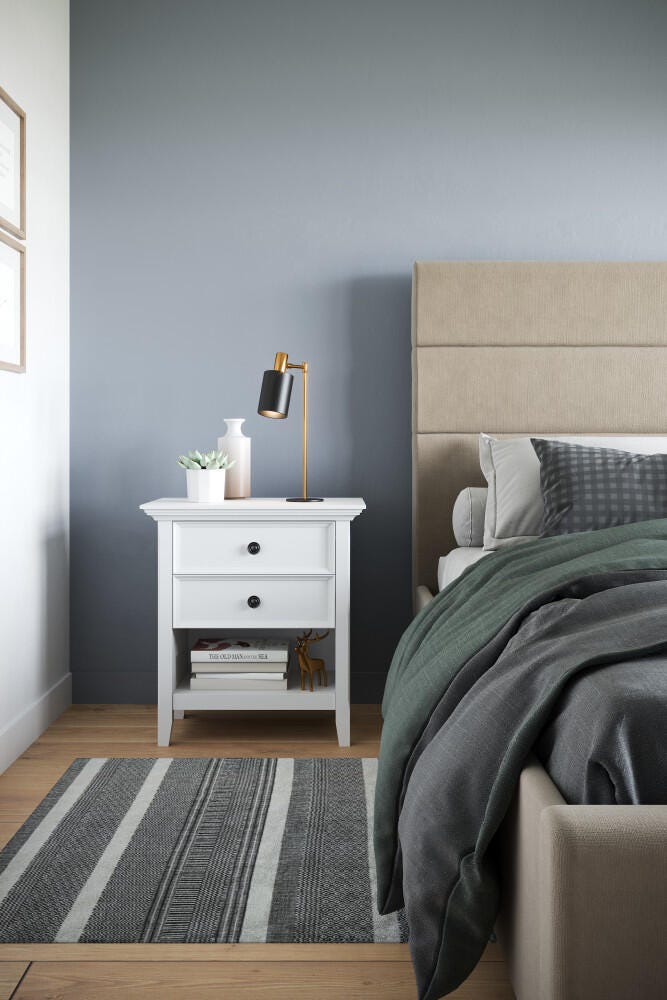 Simpli Home Transitional Nightstand, White, large