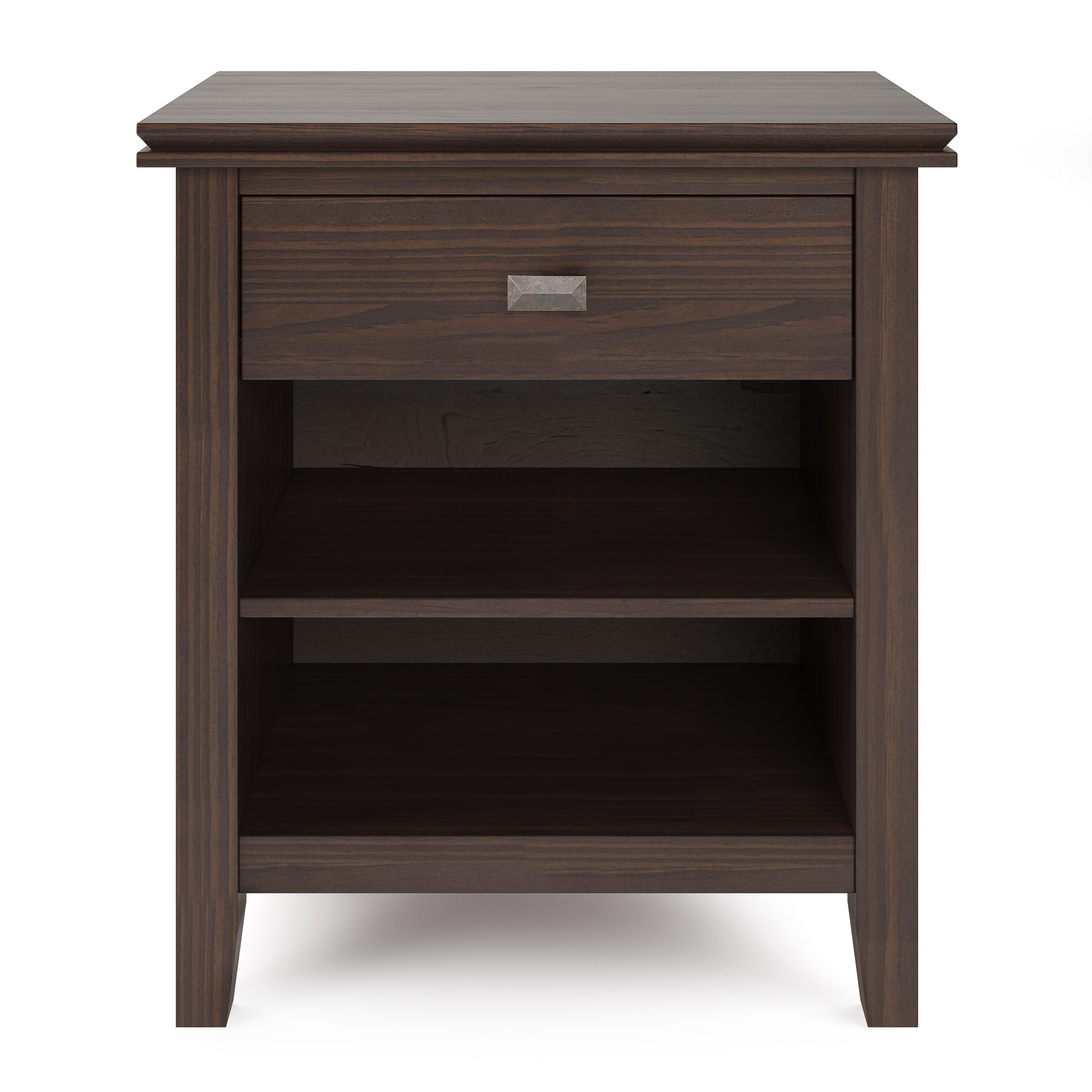 Simpli Home Artisan 24" 1 Drawer Nightstand, Warm Walnut Brown, large