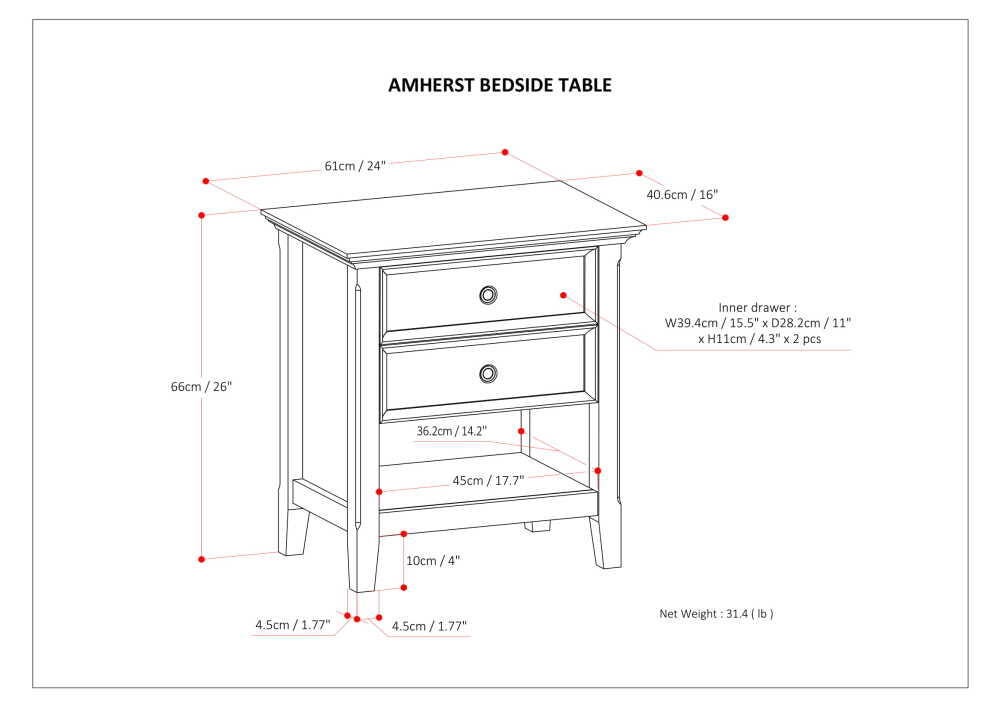 Simpli Home Traditional Nightstand, Brown/Beige, large