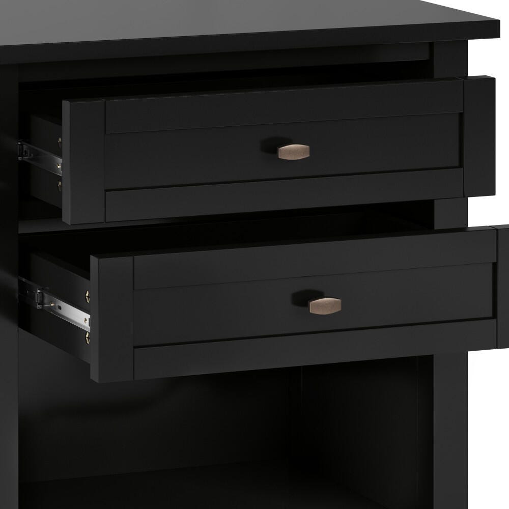 Simpli Home Rustic Nightstand, Black/Gray, large