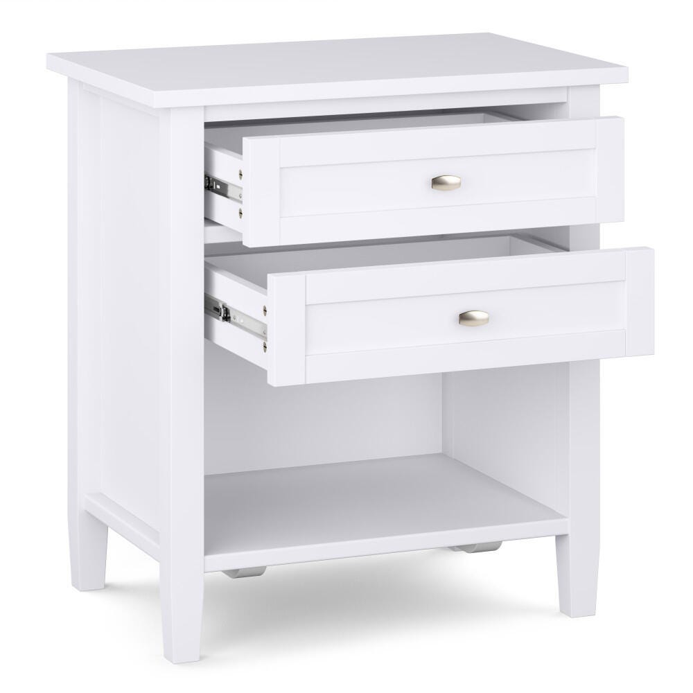 Simpli Home Rustic Nightstand, White, large