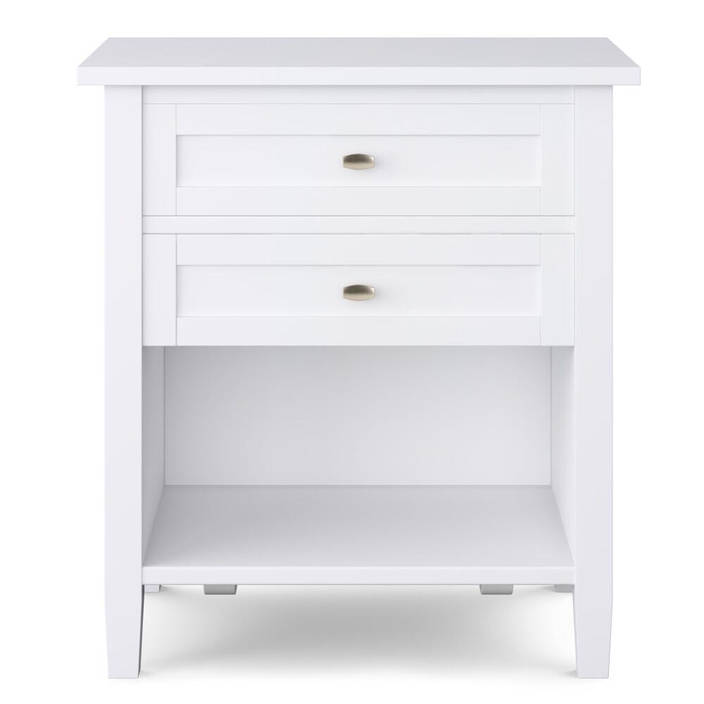 Simpli Home Rustic Nightstand, White, large