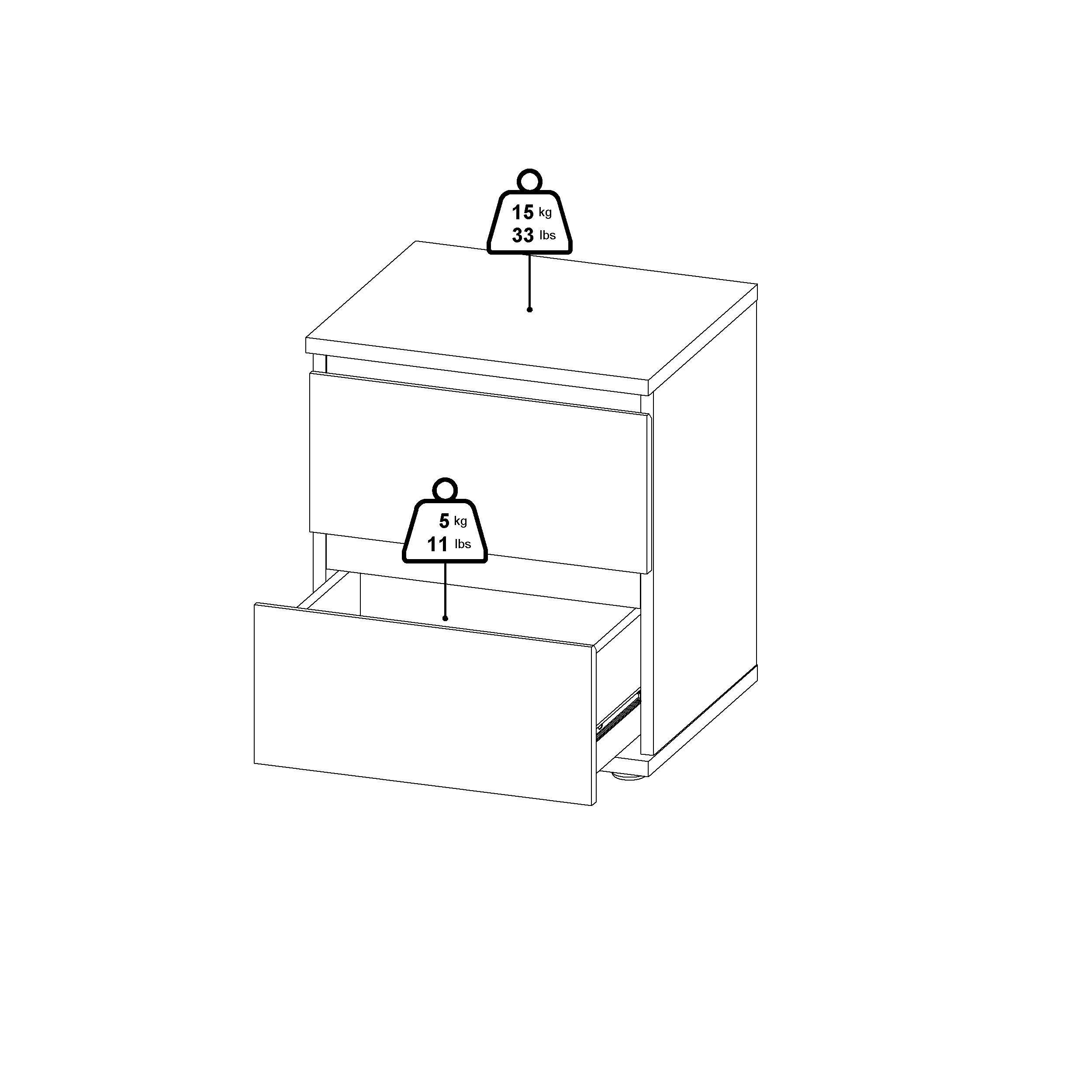 Aurora 2 Drawer Nightstand, , large