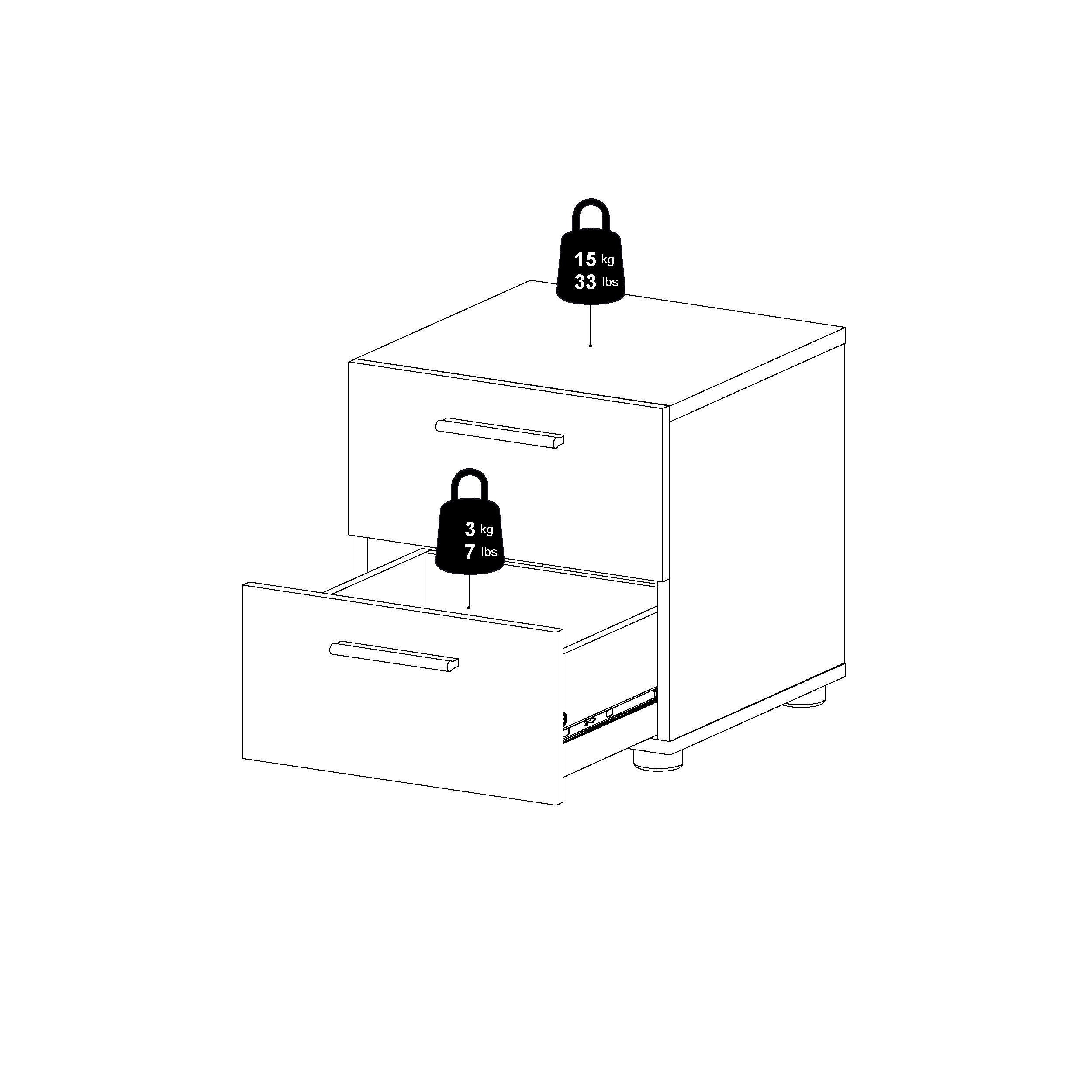 Austin 2 Drawer Nightstand, White, large