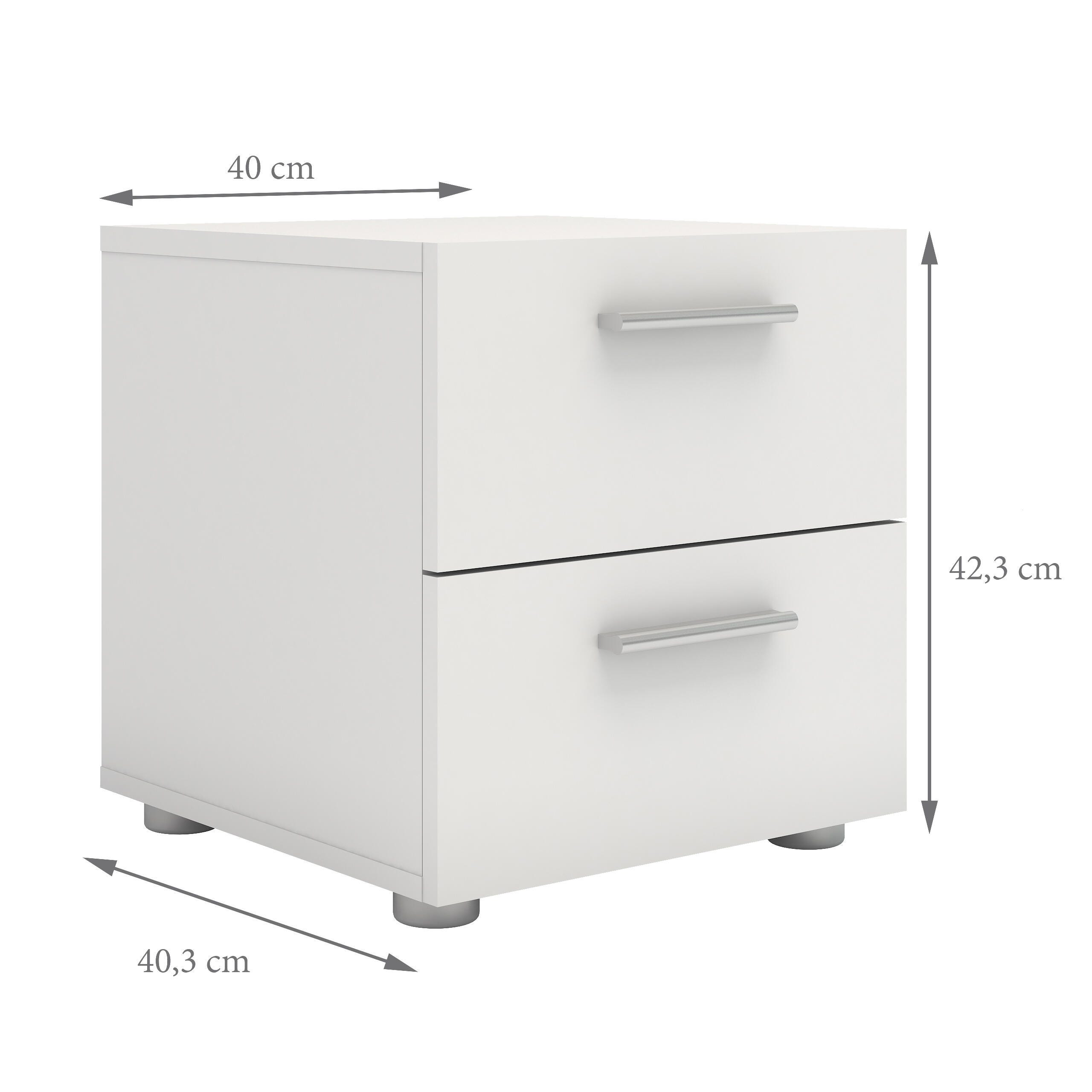 Austin 2 Drawer Nightstand, White, large