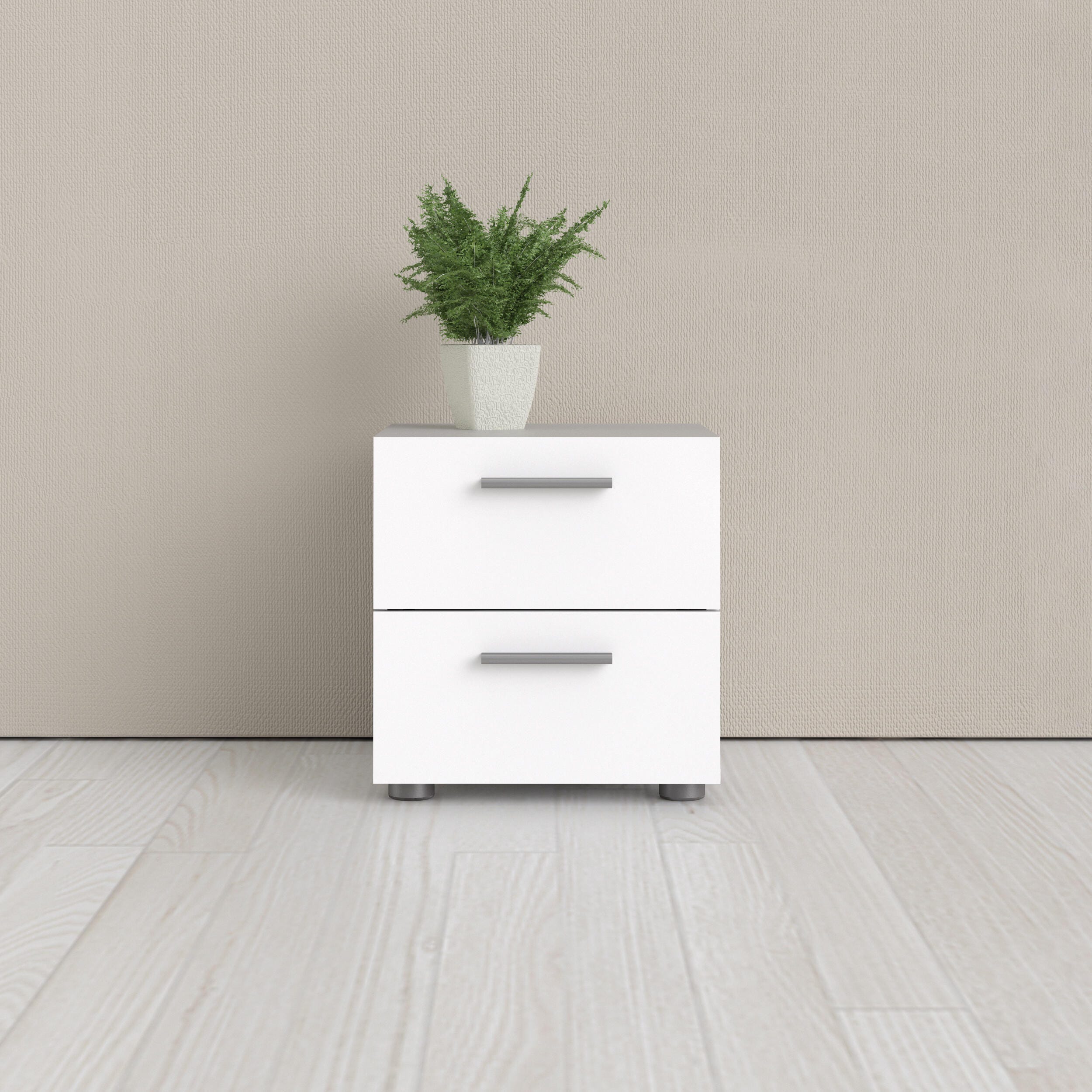Austin 2 Drawer Nightstand, White, large