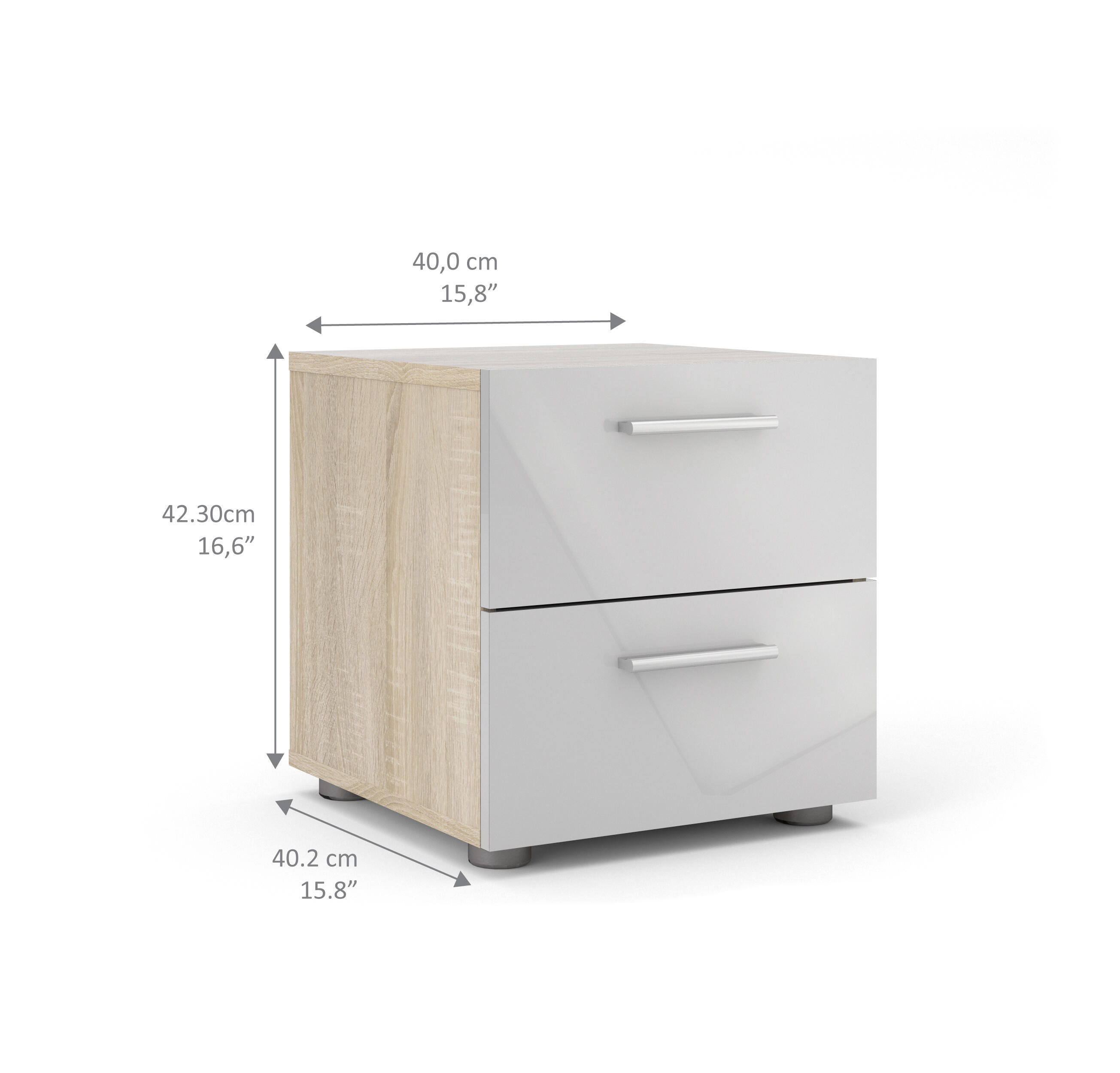 Austin Austin 2 Drawer Nightstand, Oak/White, large