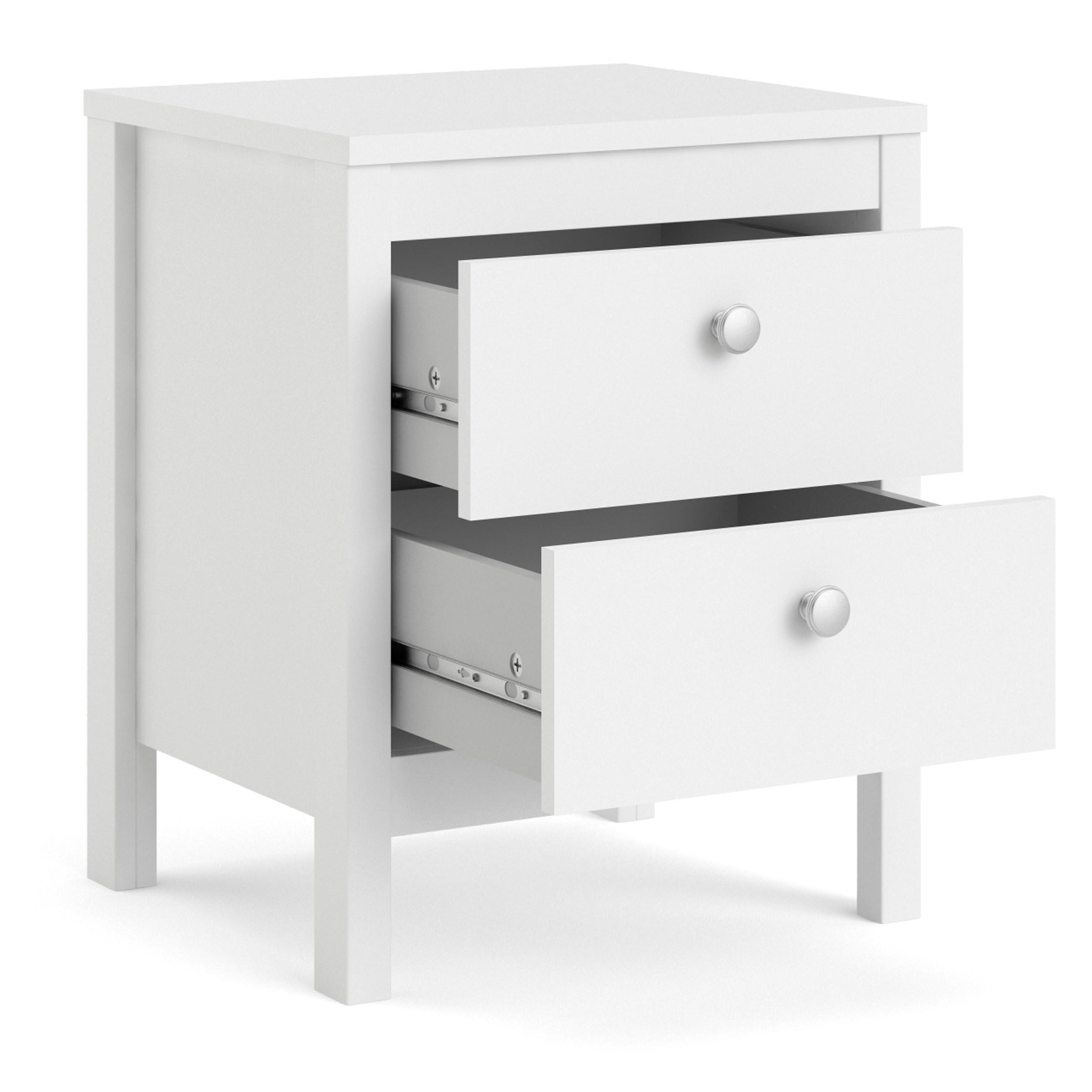 Madrid 2 Drawer Nightstand, White, large