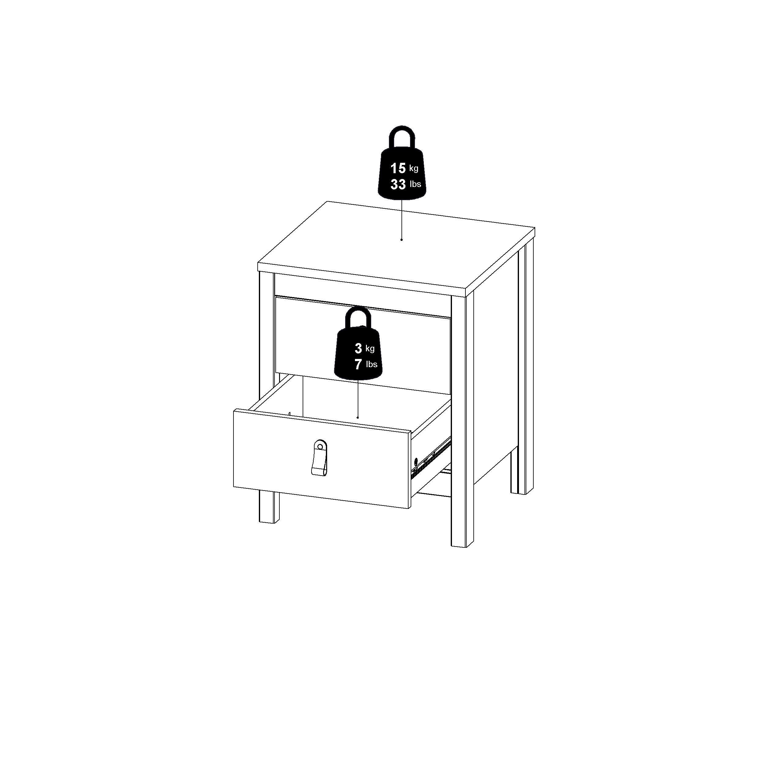 Madrid 2 Drawer Nightstand, White, large