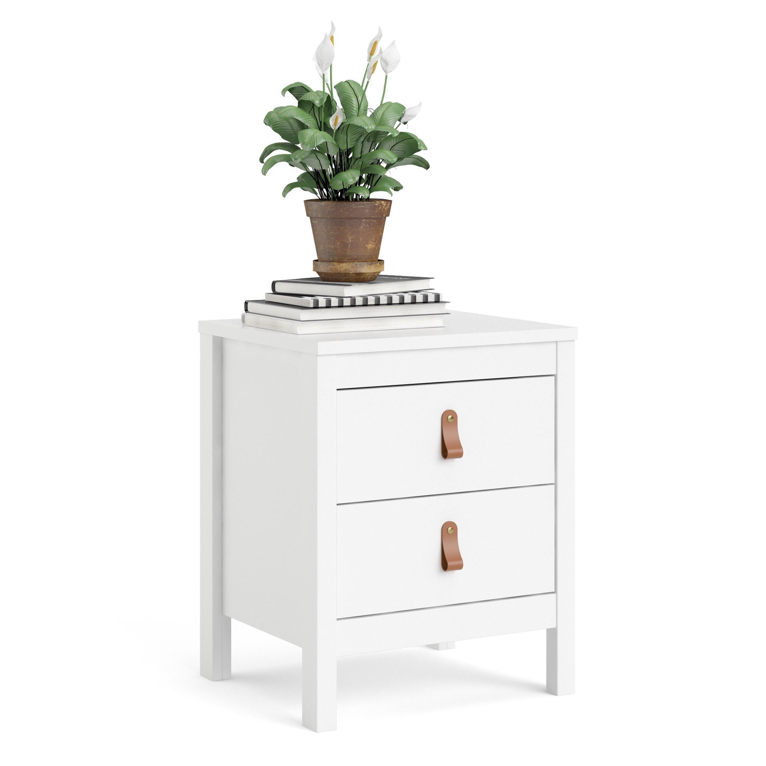 Madrid 2 Drawer Nightstand, White, large