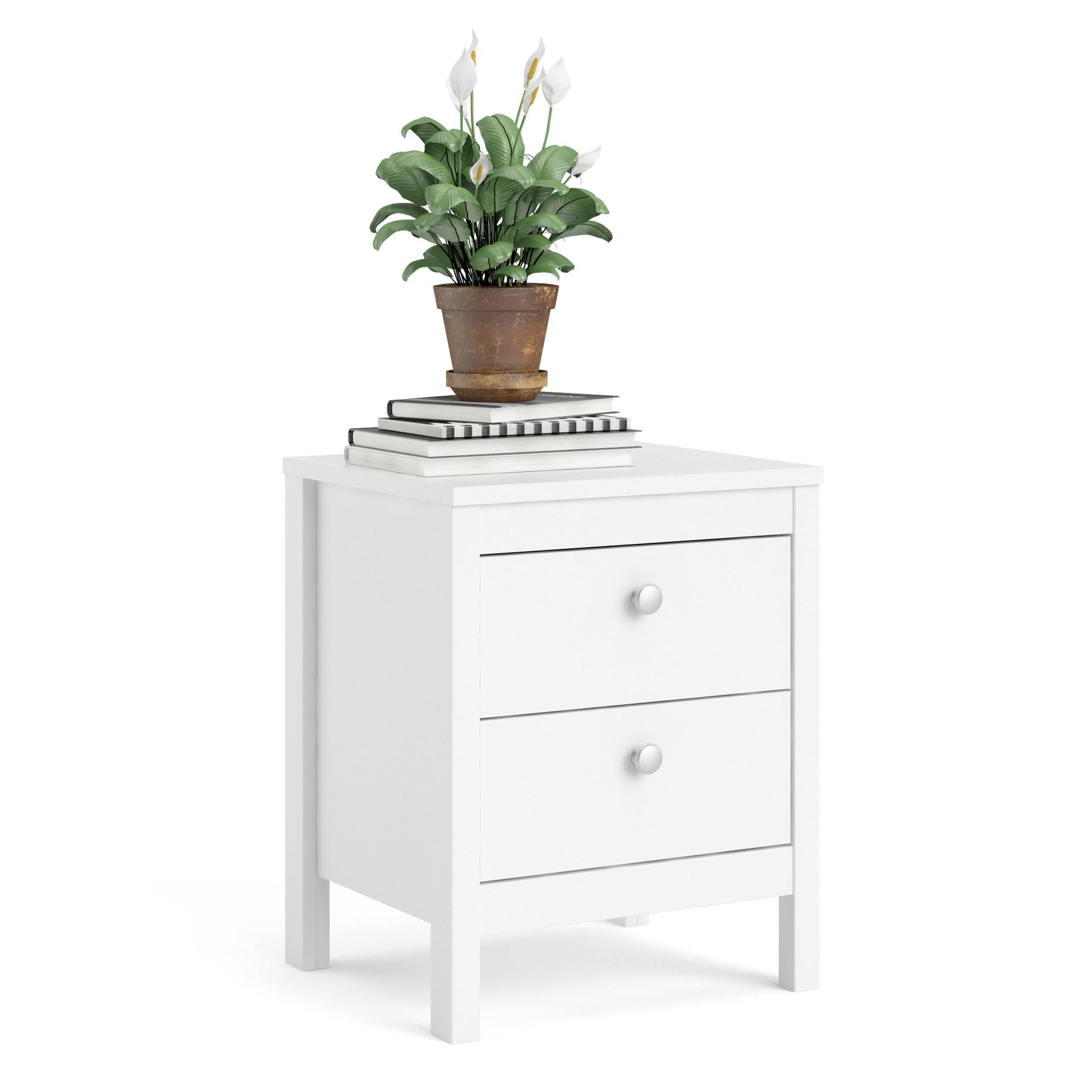 Madrid 2 Drawer Nightstand, White, large