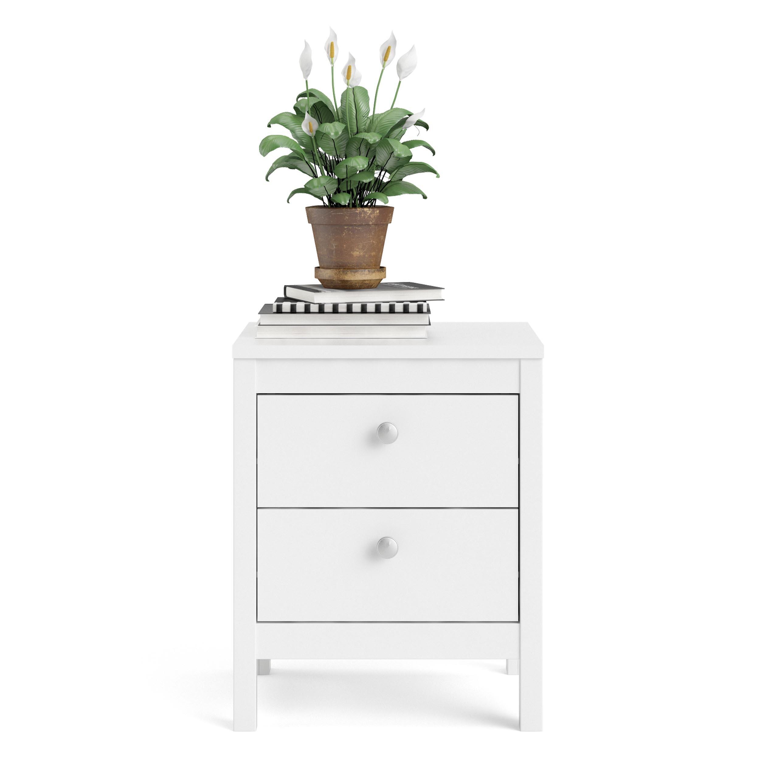 Madrid 2 Drawer Nightstand, White, large